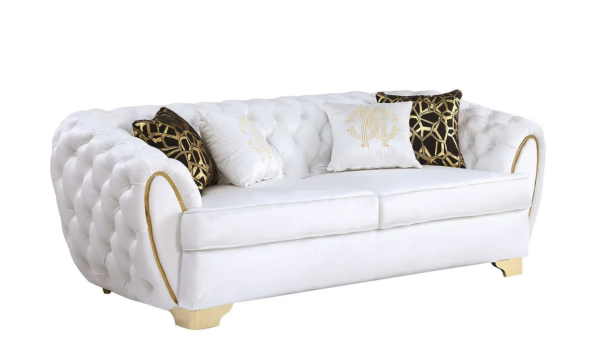 Mila White Velvet Living Room Set - Image 4