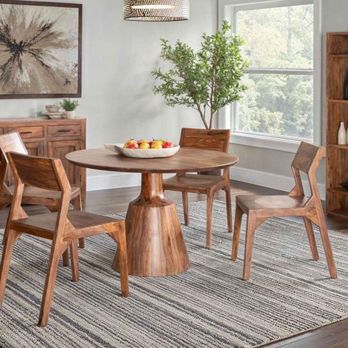 Miles Arlo Wood Dining Chair with Slanted Back in Brownstone, Set of 2 - Image 3