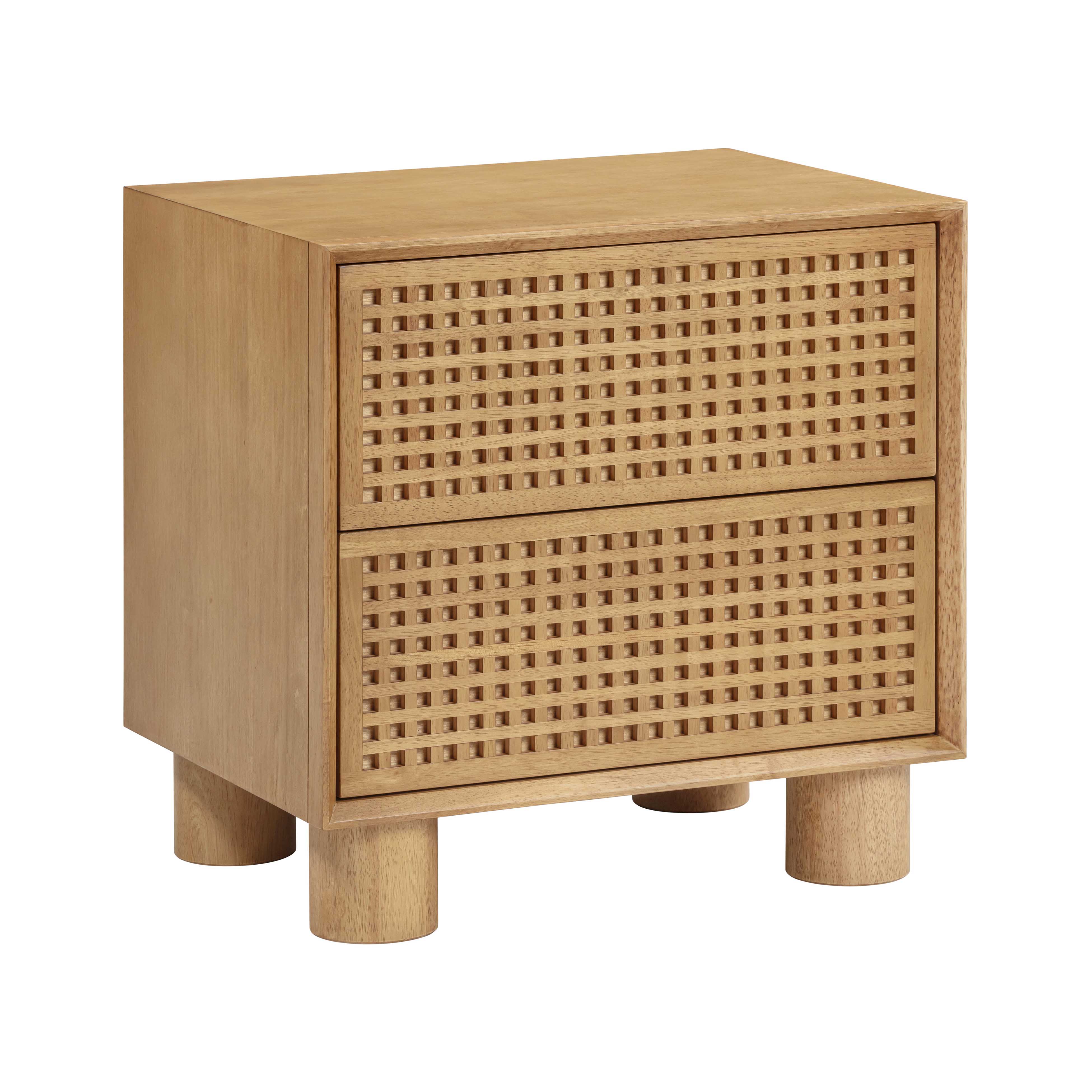 Miles Natural Wood 2-Drawer Nightstand