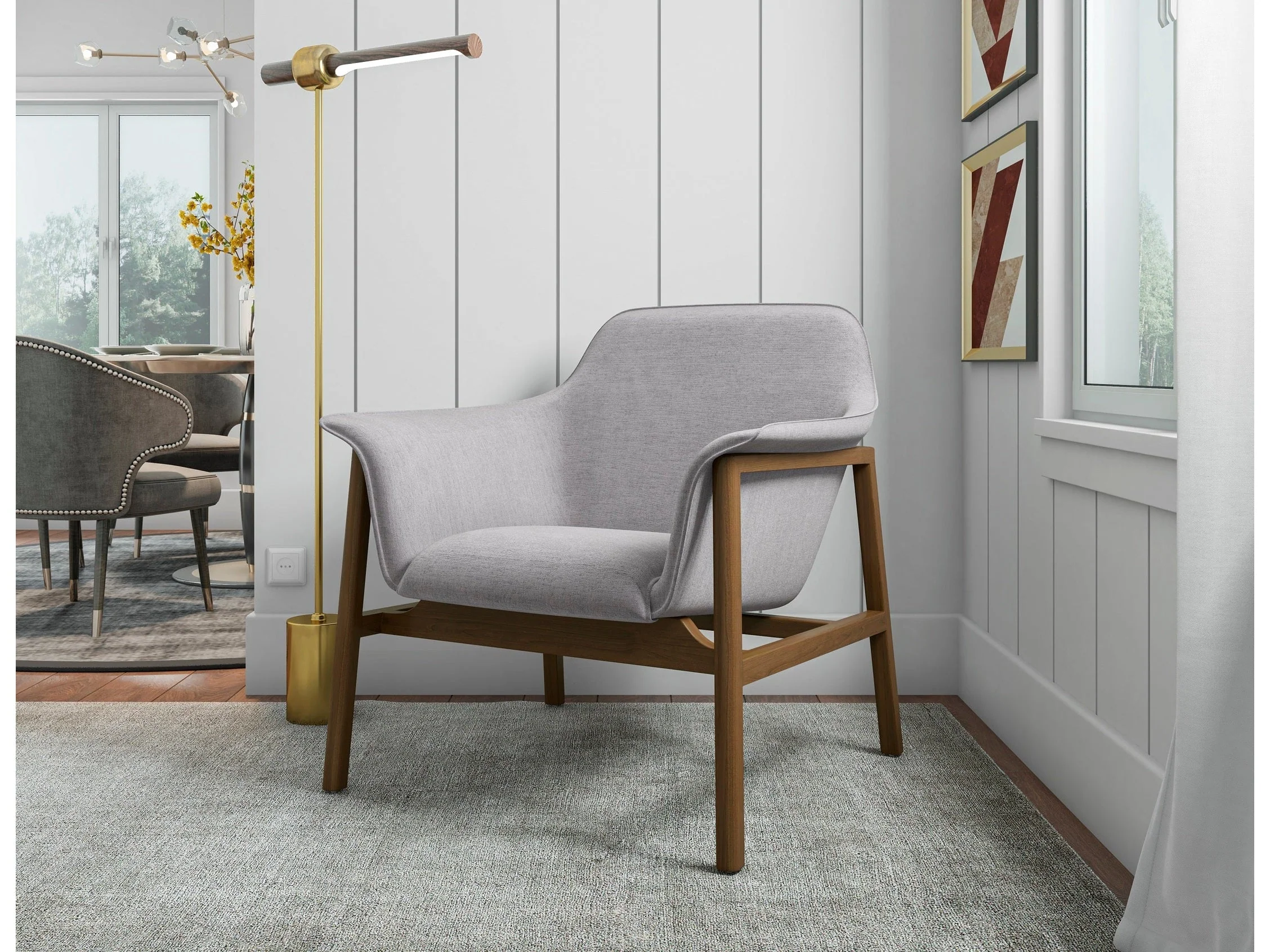 Miller Accent Chair in Grey and Walnut (set of 2)