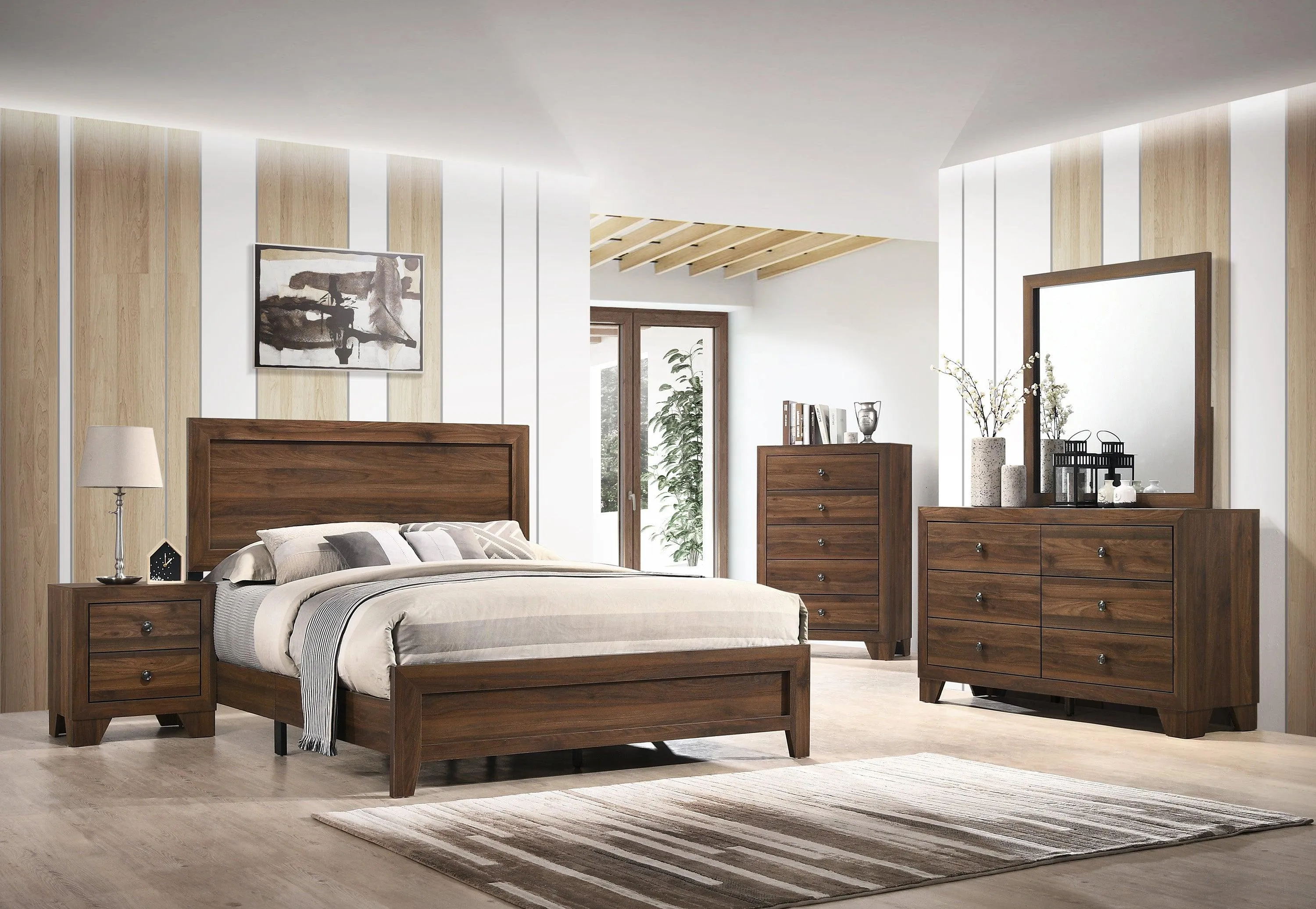 Millie Cherry Brown Queen Panel Bed - Image 3