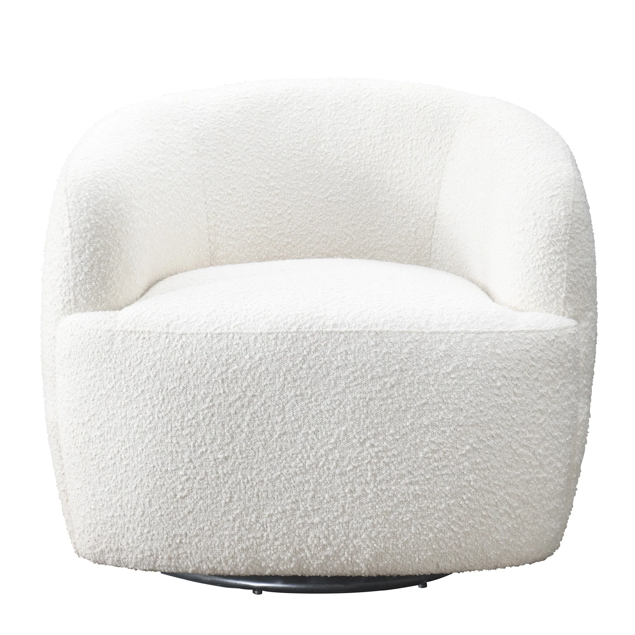 Mina White Boucle Swivel Chair - Image 5