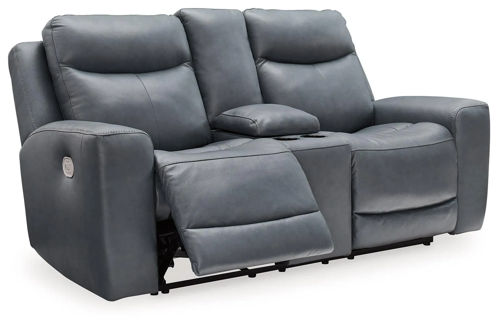 Mindanao Steel Dual Power Leather Reclining Loveseat with Console - Image 3
