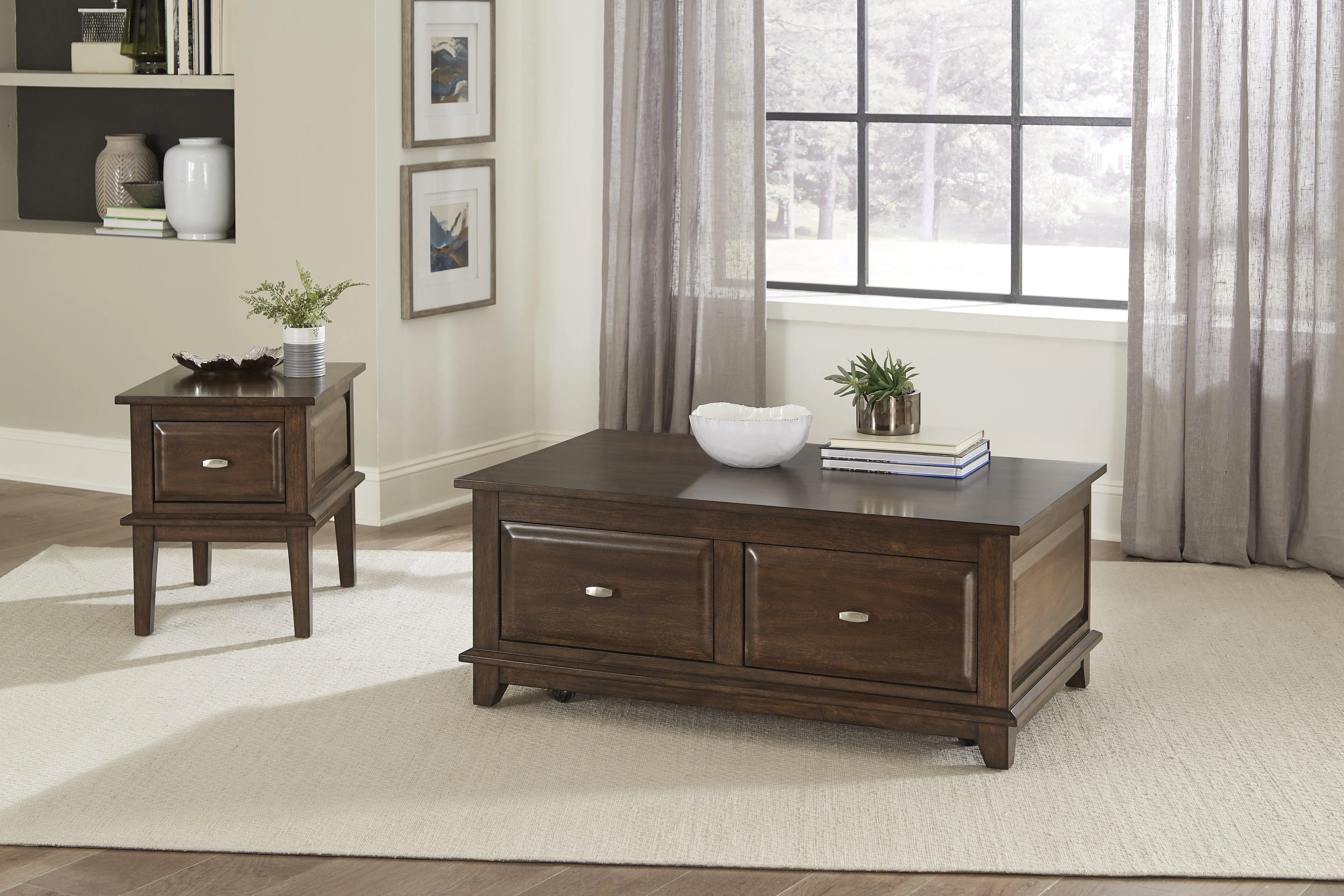 Minot Brown Cherry Lift Top Cocktail Table - Image 2