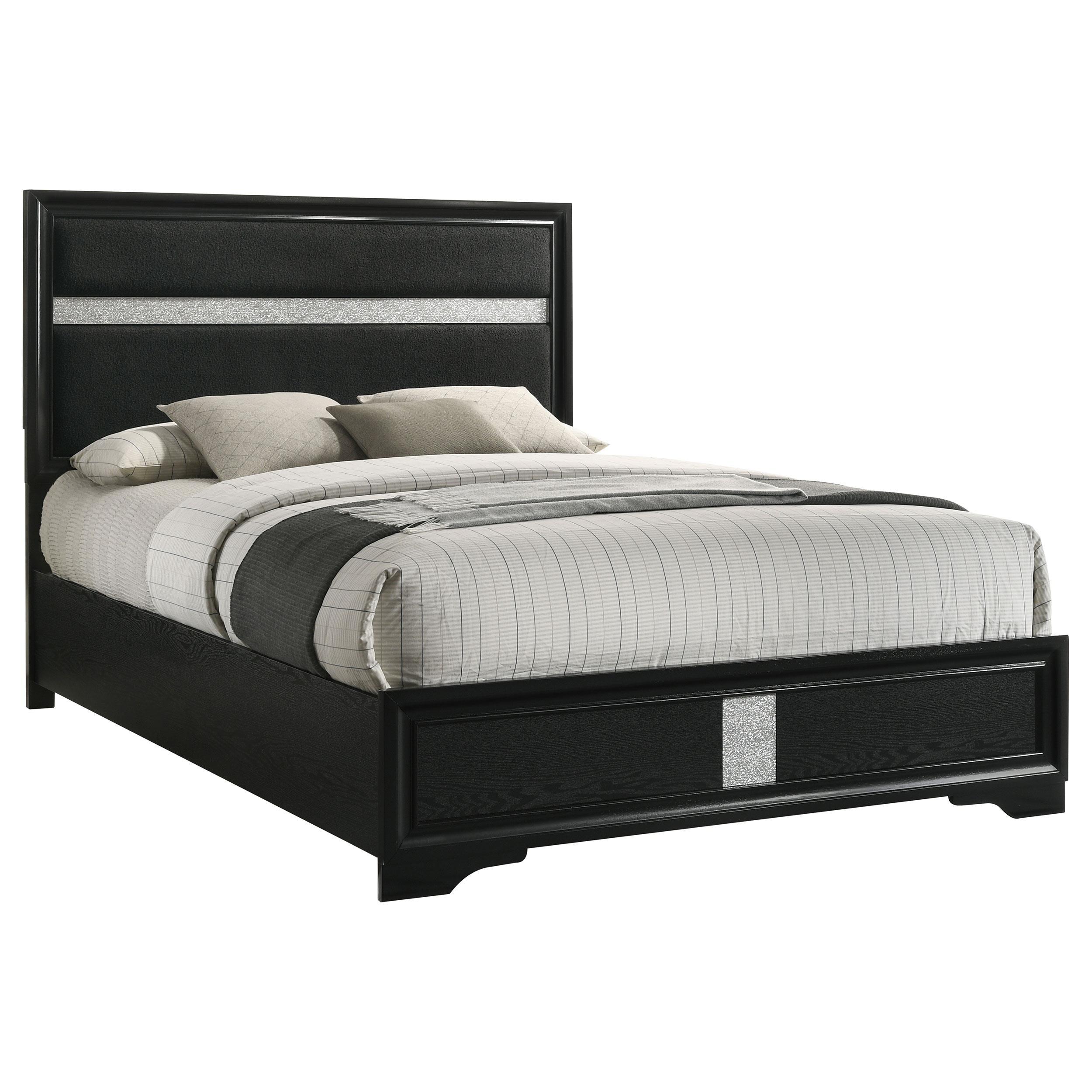 Miranda 55-inch Upholstered California King Panel Bed Black - Image 2