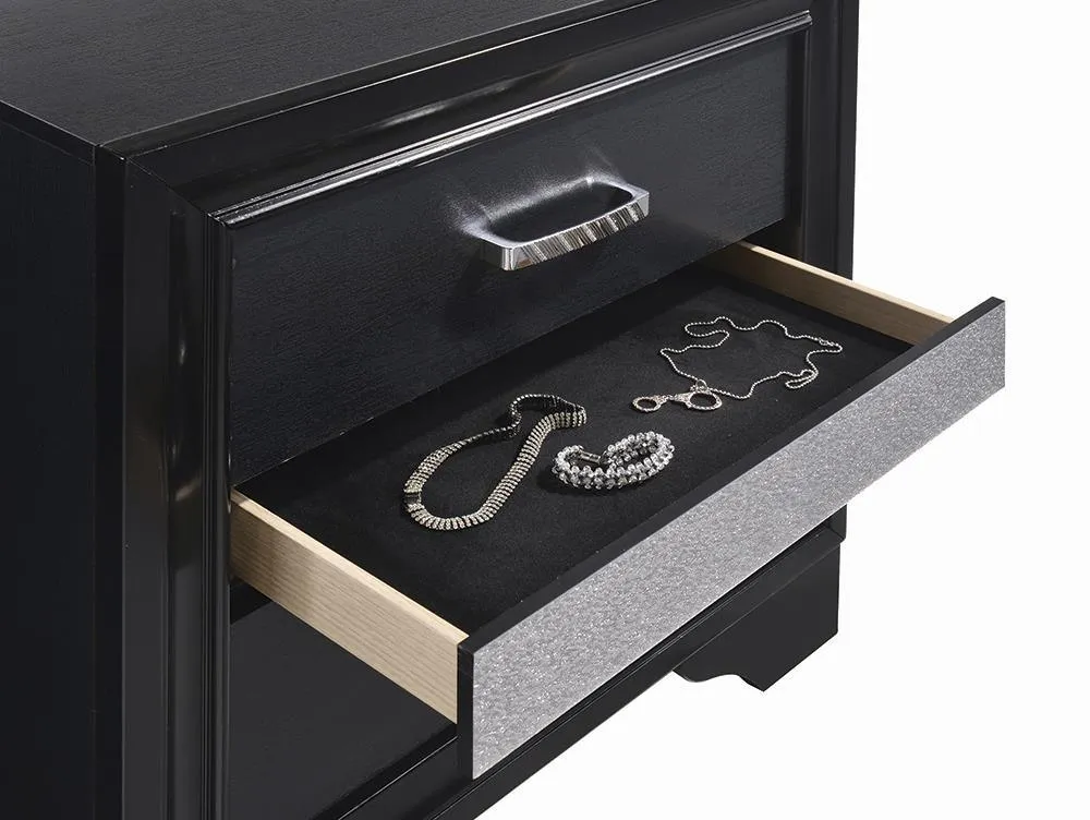 Miranda Black 2-Drawer Nightstand Tray - Image 3