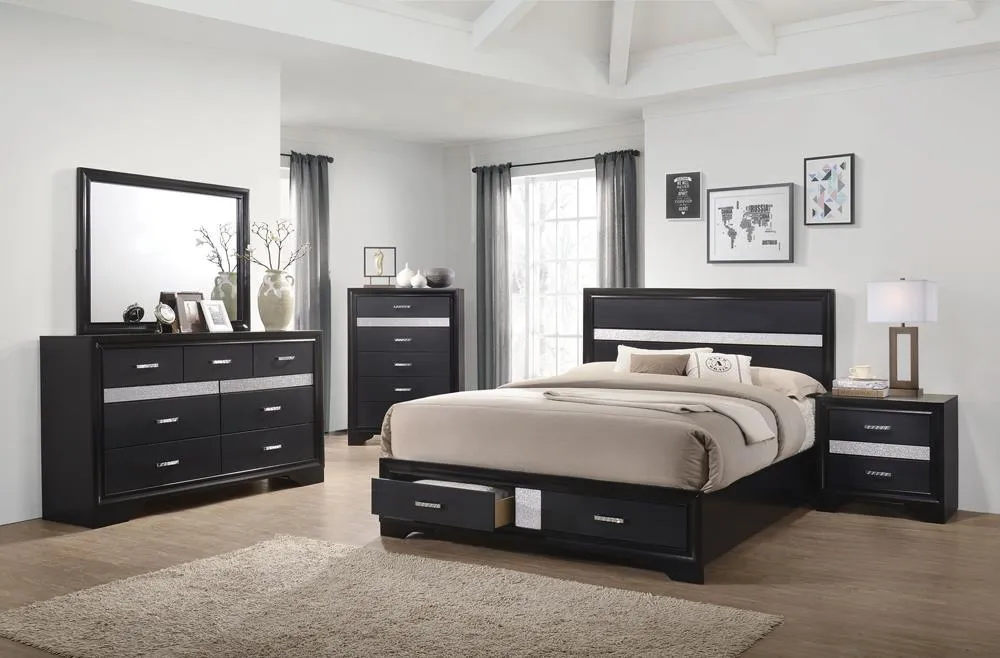 Miranda Black Queen 2-Drawer Storage Bed - Image 3