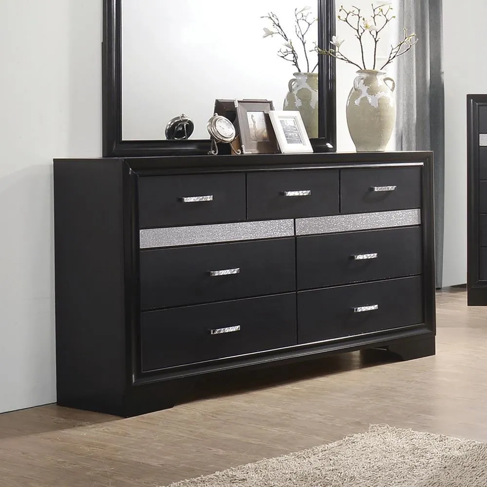 Miranda Black/Rhinestone 7-Drawer Dresser - Image 4
