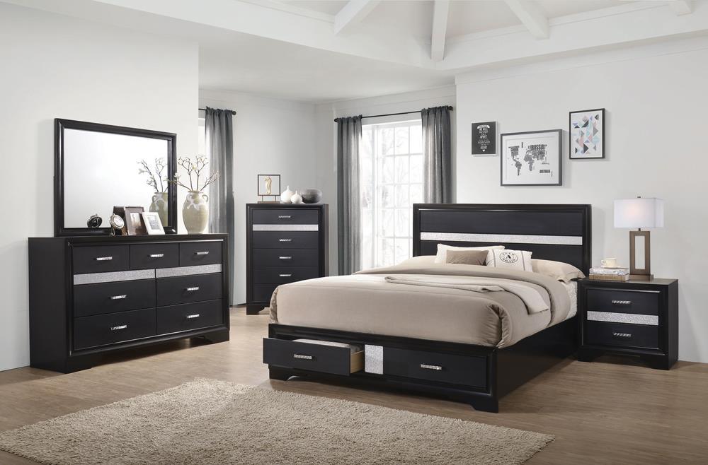 Miranda California King 2-Drawer Storage Bed Black - Image 2