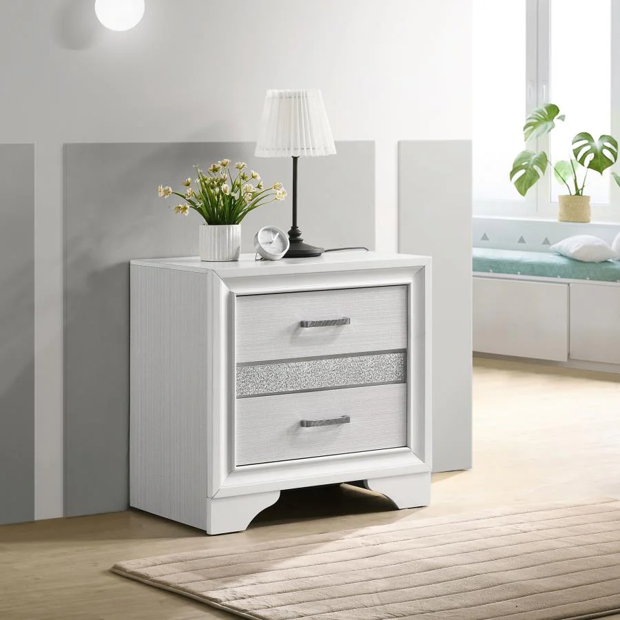 Miranda White 2-Drawer Nightstand Tray