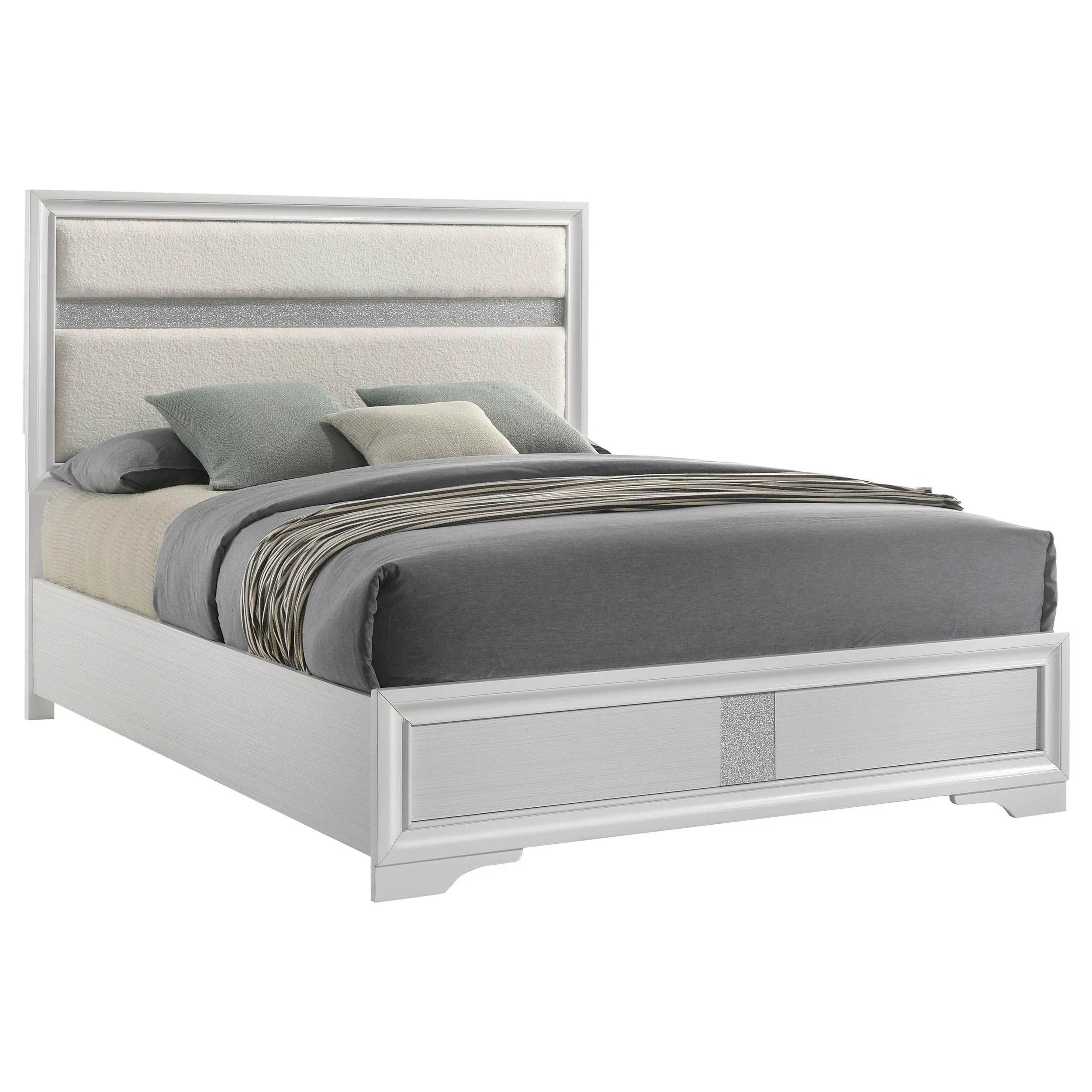 Miranda White 55-inch Upholstered Queen Panel Bed - Image 2