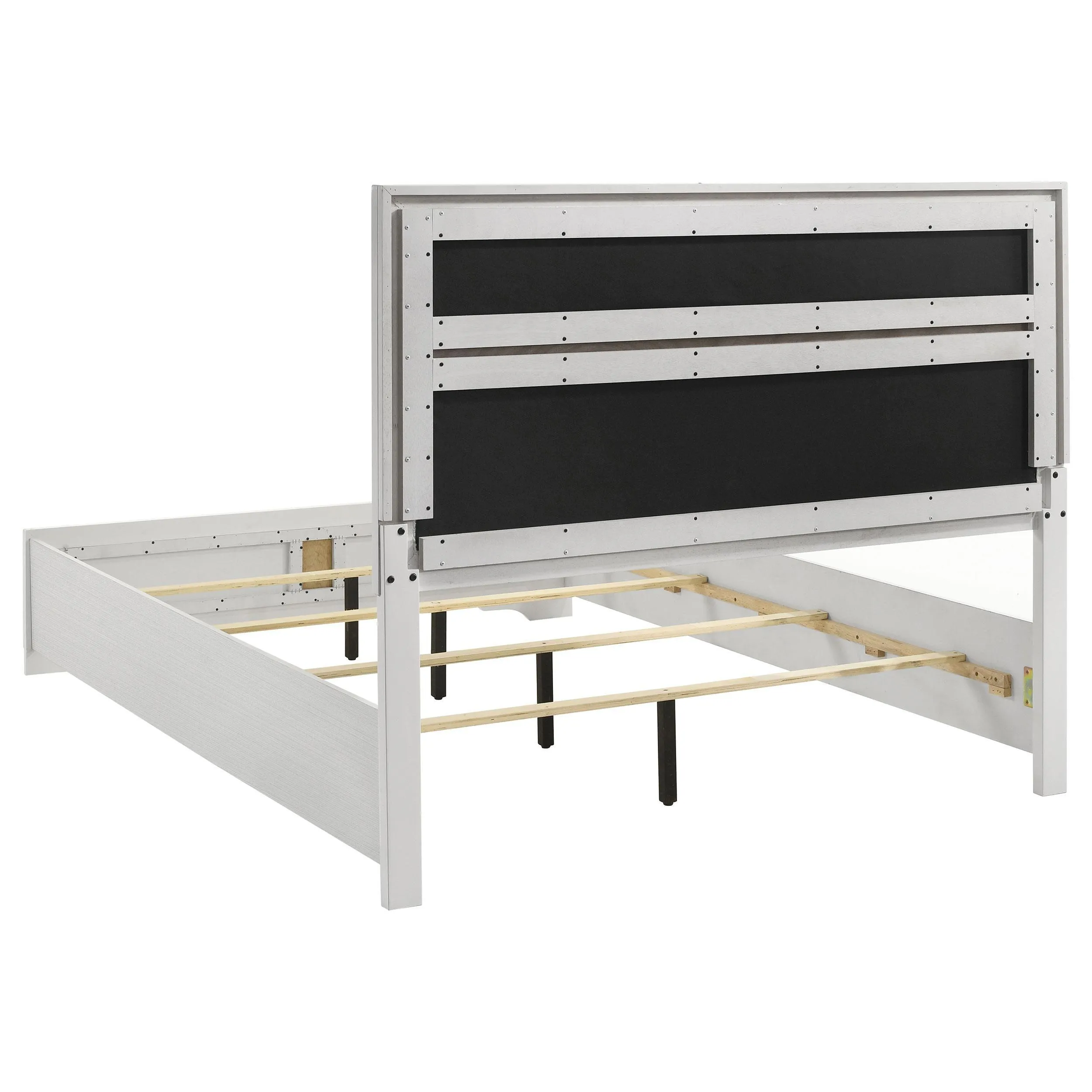 Miranda White 55-inch Upholstered Queen Panel Bed - Image 3