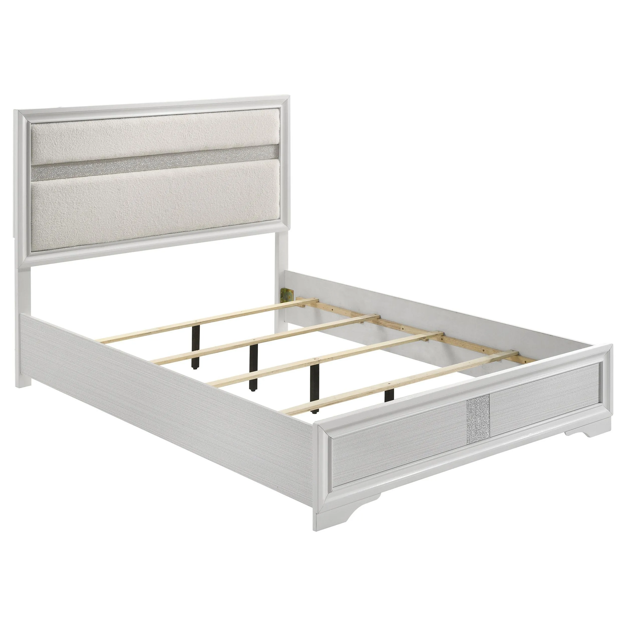 Miranda White 55-inch Upholstered Queen Panel Bed - Image 9