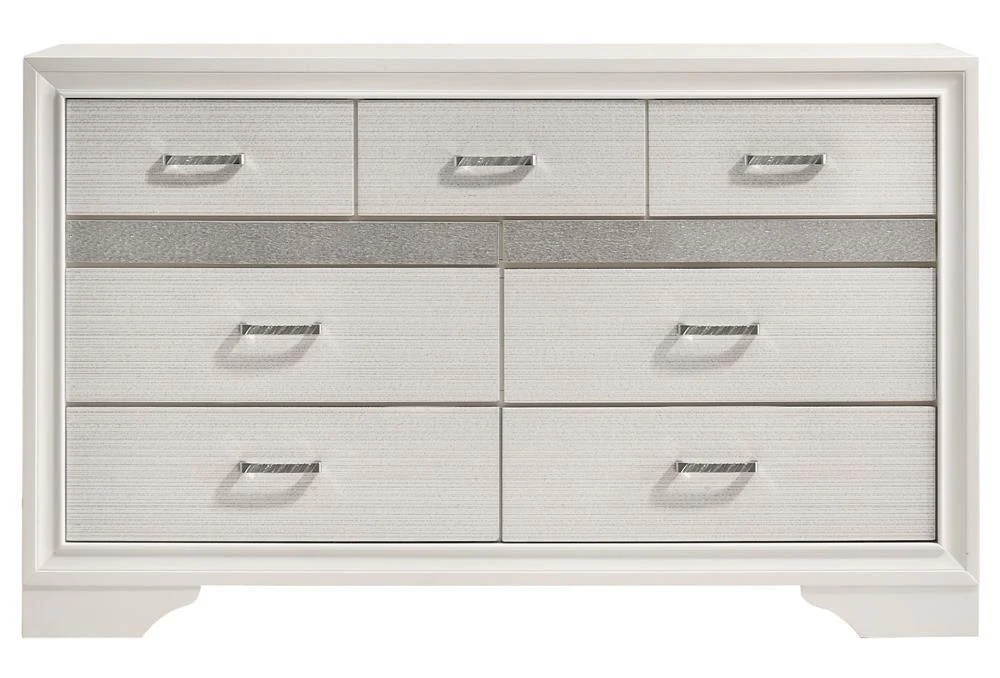 Miranda White/Rhinestone 7-Drawer Dresser - Image 9