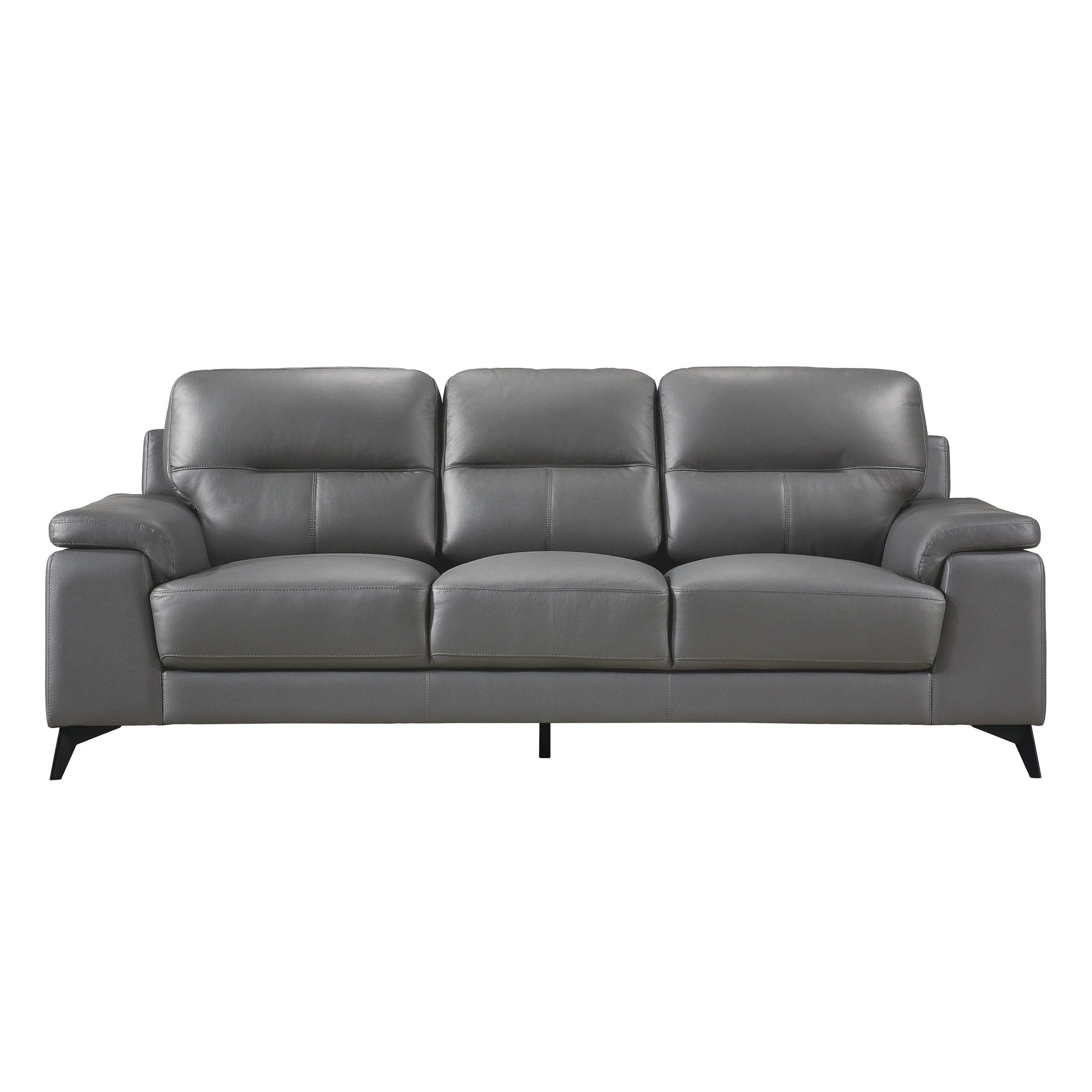 Mischa Dark Gray Top-Grain Leather Living Room Set - Image 3