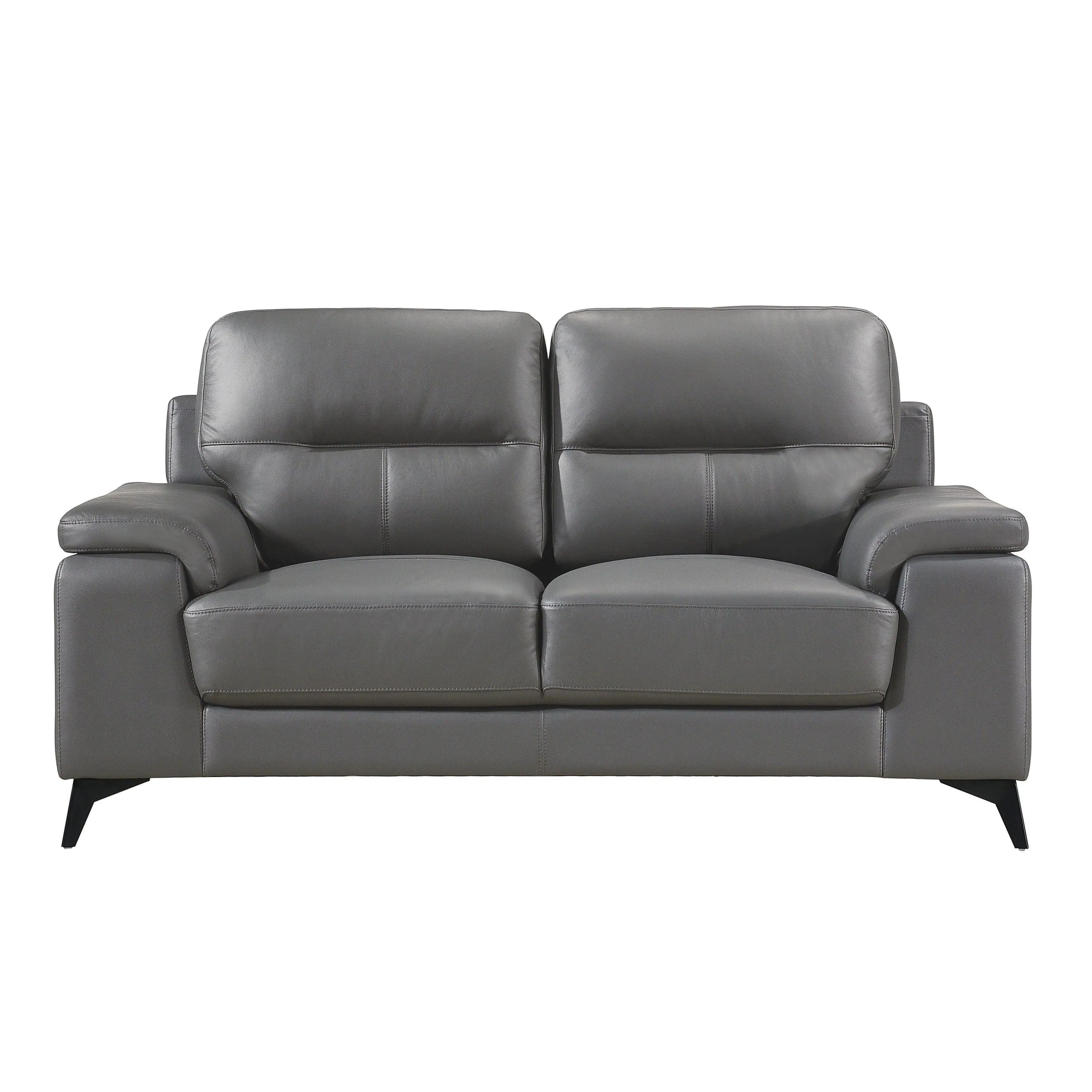 Mischa Dark Gray Top-Grain Leather Living Room Set - Image 4