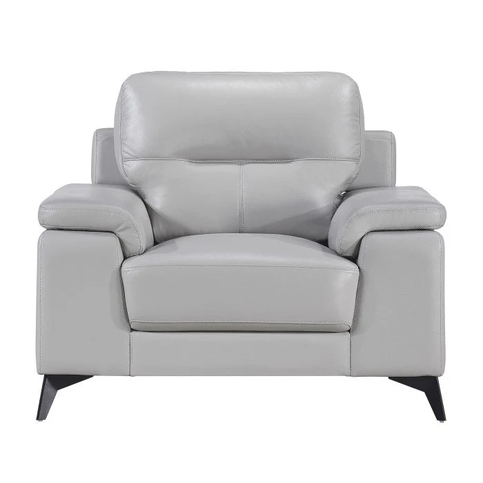 Mischa Silver Grain Top Grain Leather Living Room Set - Image 7