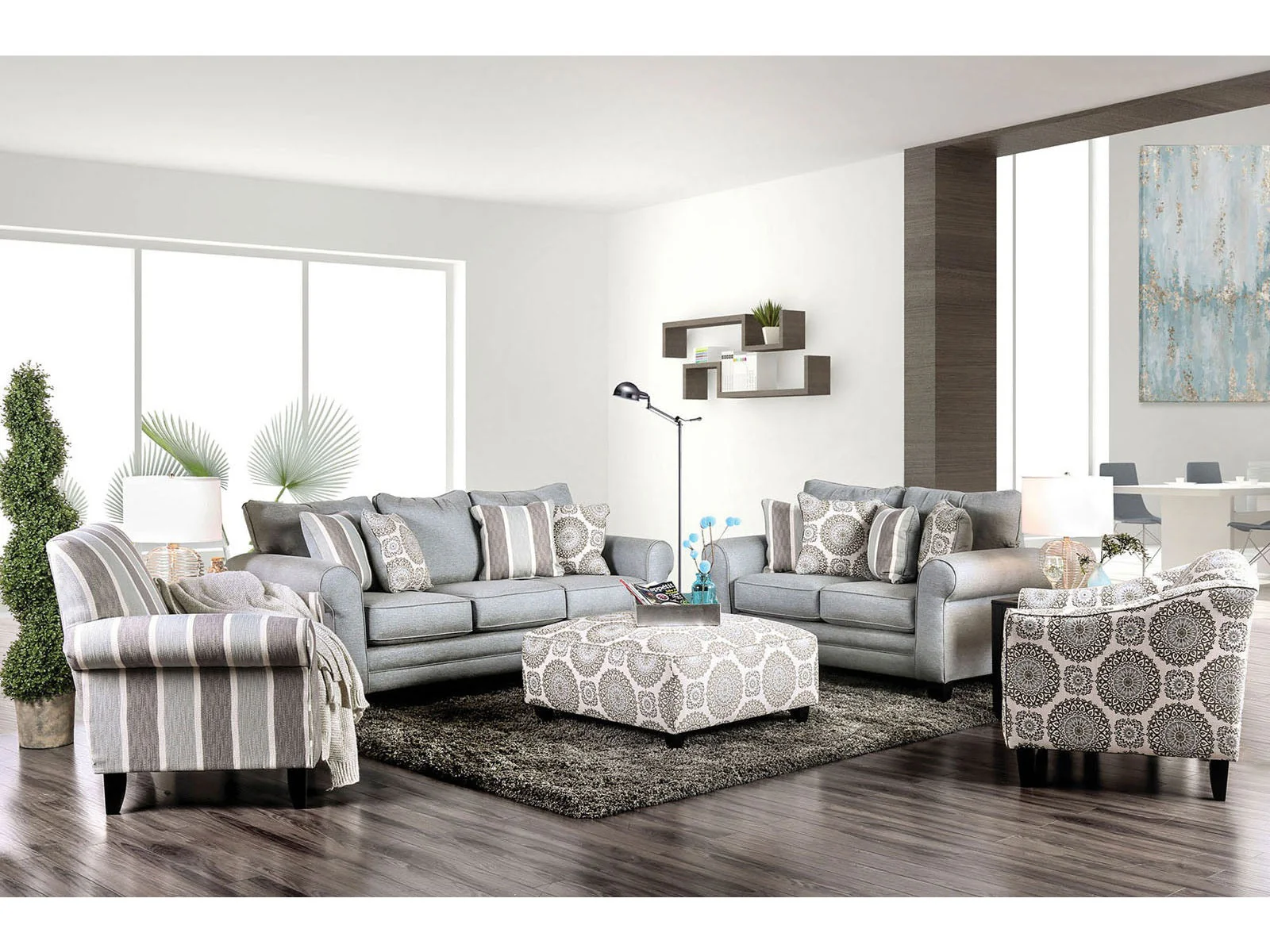 Misty Blue Gray Sofa & Loveseat