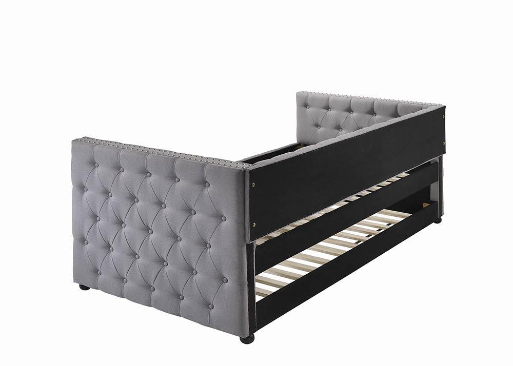 Mockern Gray Tufted Upholstered Daybed with Trundle - Image 4