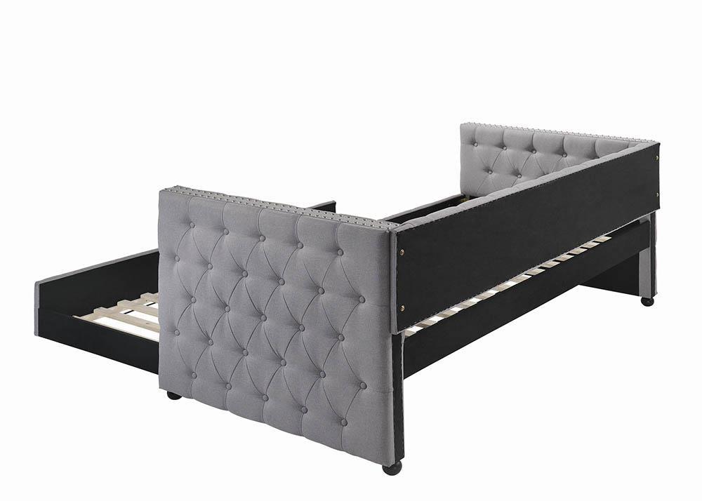 Mockern Gray Tufted Upholstered Daybed with Trundle - Image 5