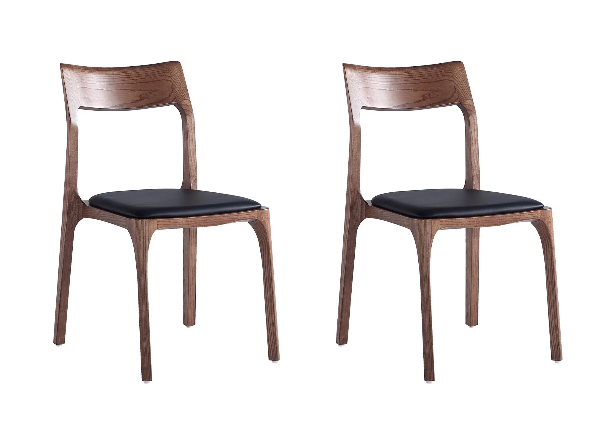 Moderno Stackable Dining Chair in Walnut and Black (Set of 2)
