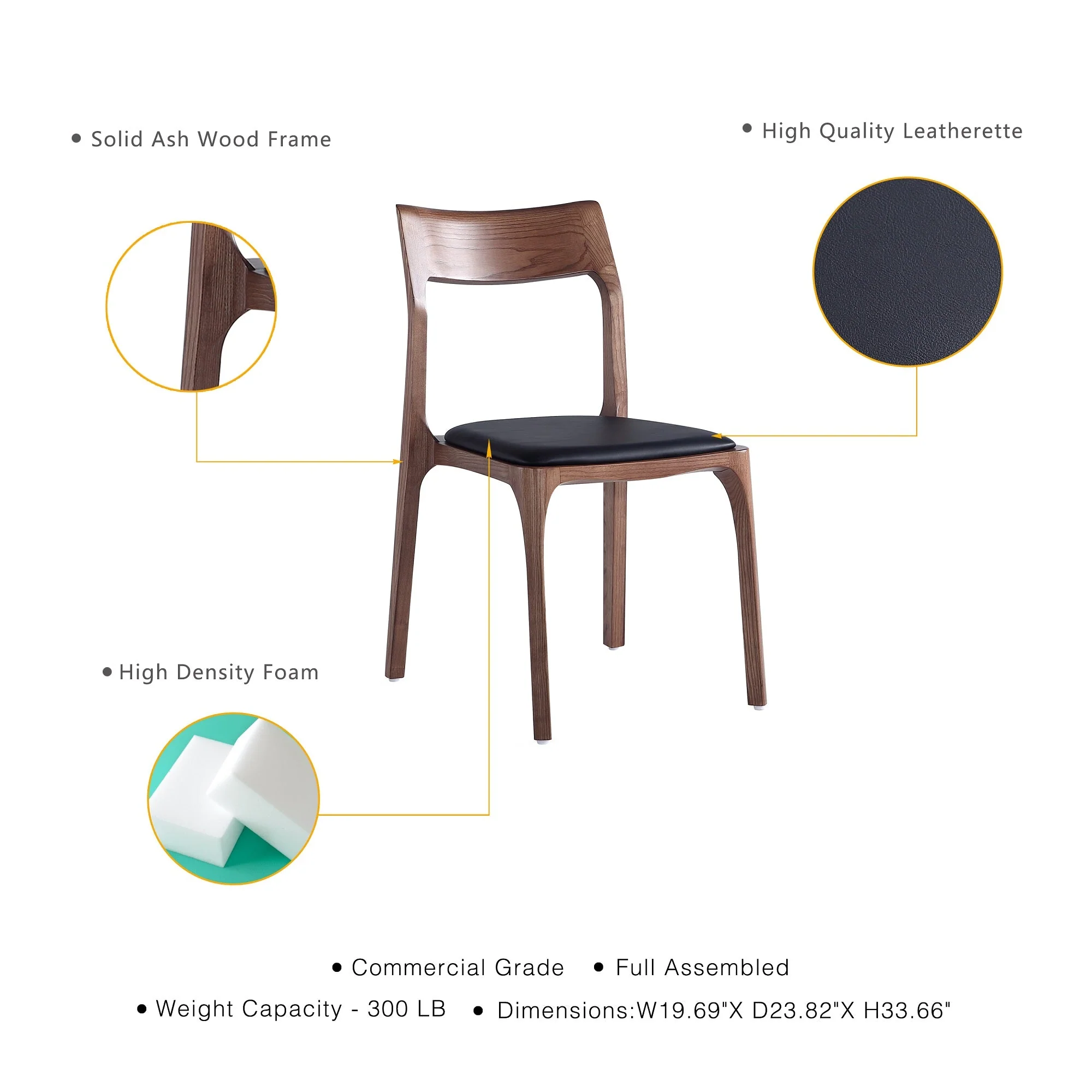Moderno Stackable Dining Chair in Walnut and Black (Set of 4) - Image 4