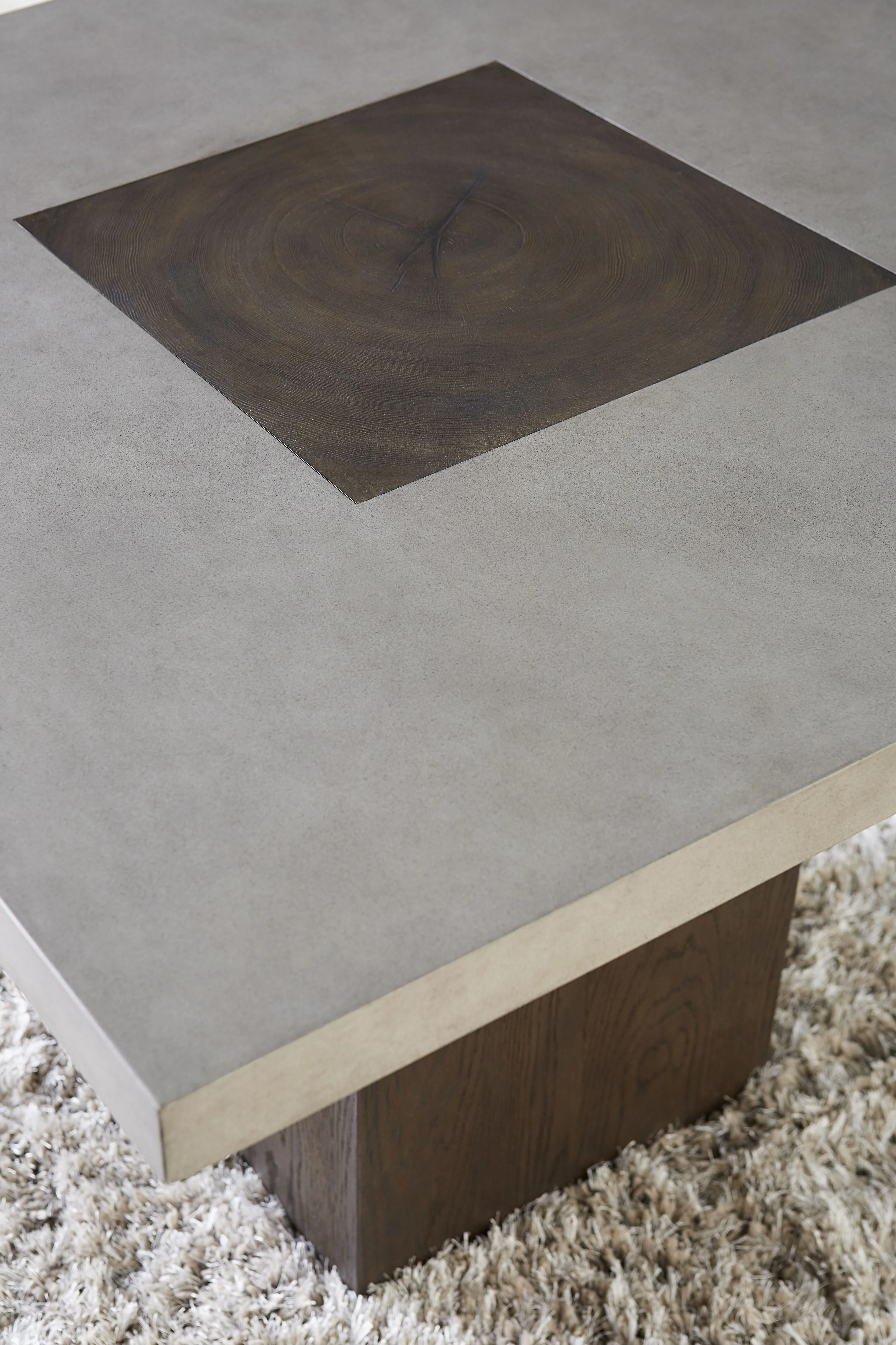 Modesto Concrete Top Wood Base Dining Table in Natural Concrete and French Roast - Image 3