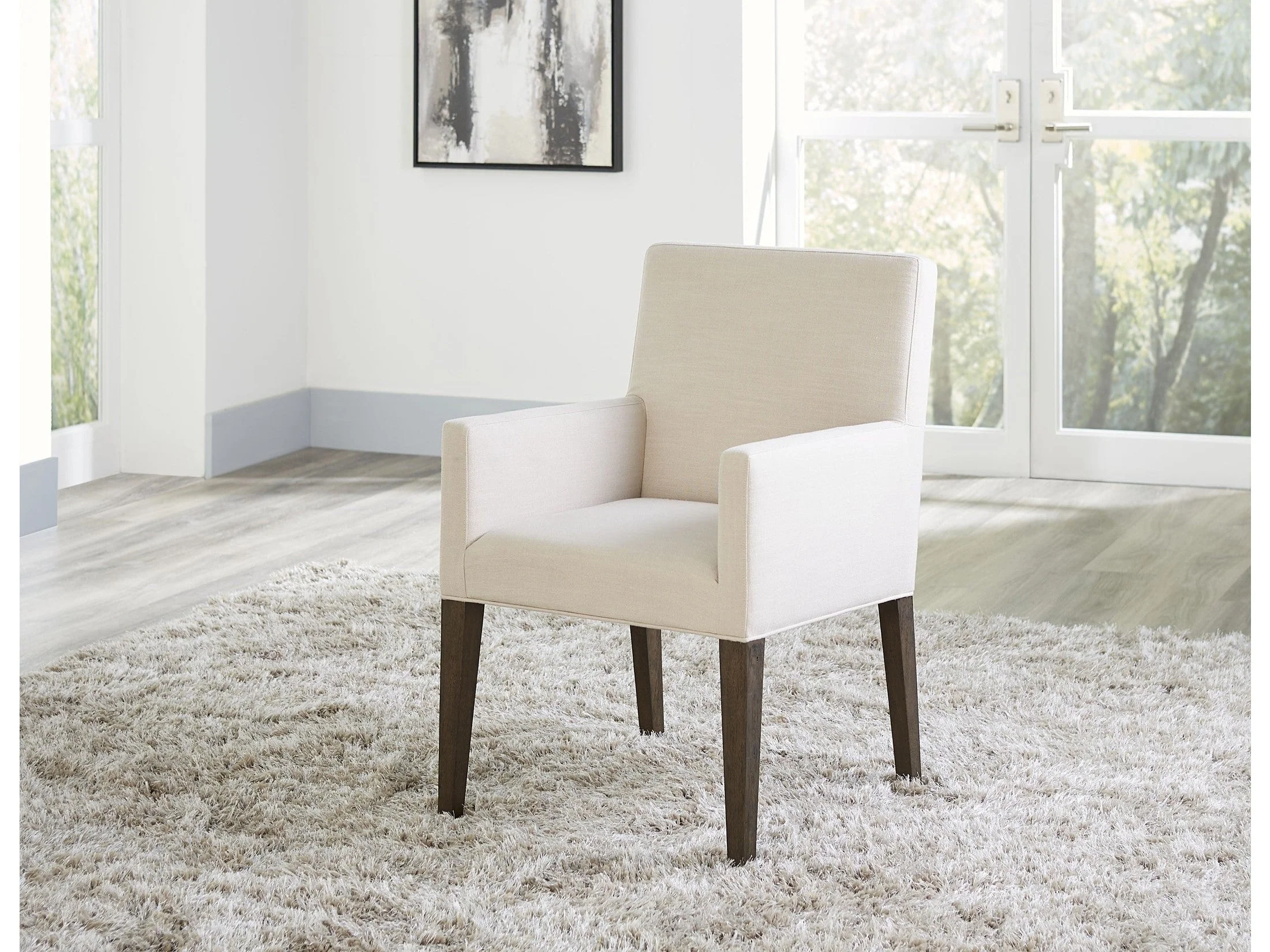 Modesto Upholstered Arm Chair in Abalone Linen and French Roast (Set of 2)