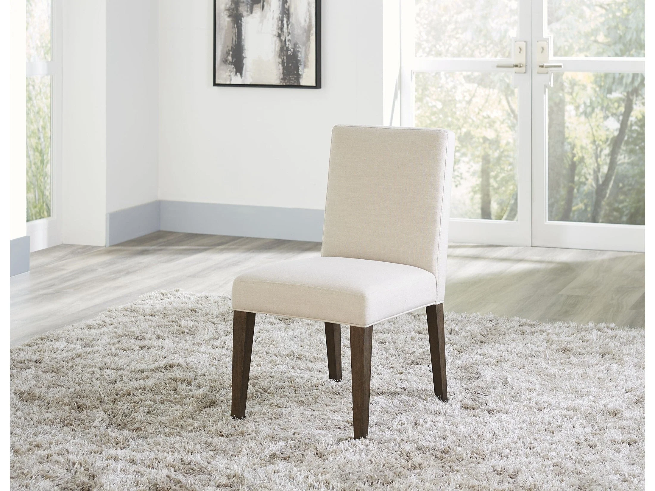 Modesto Upholstered Side Chair in Abalone Linen and French Roast (Set of 2)