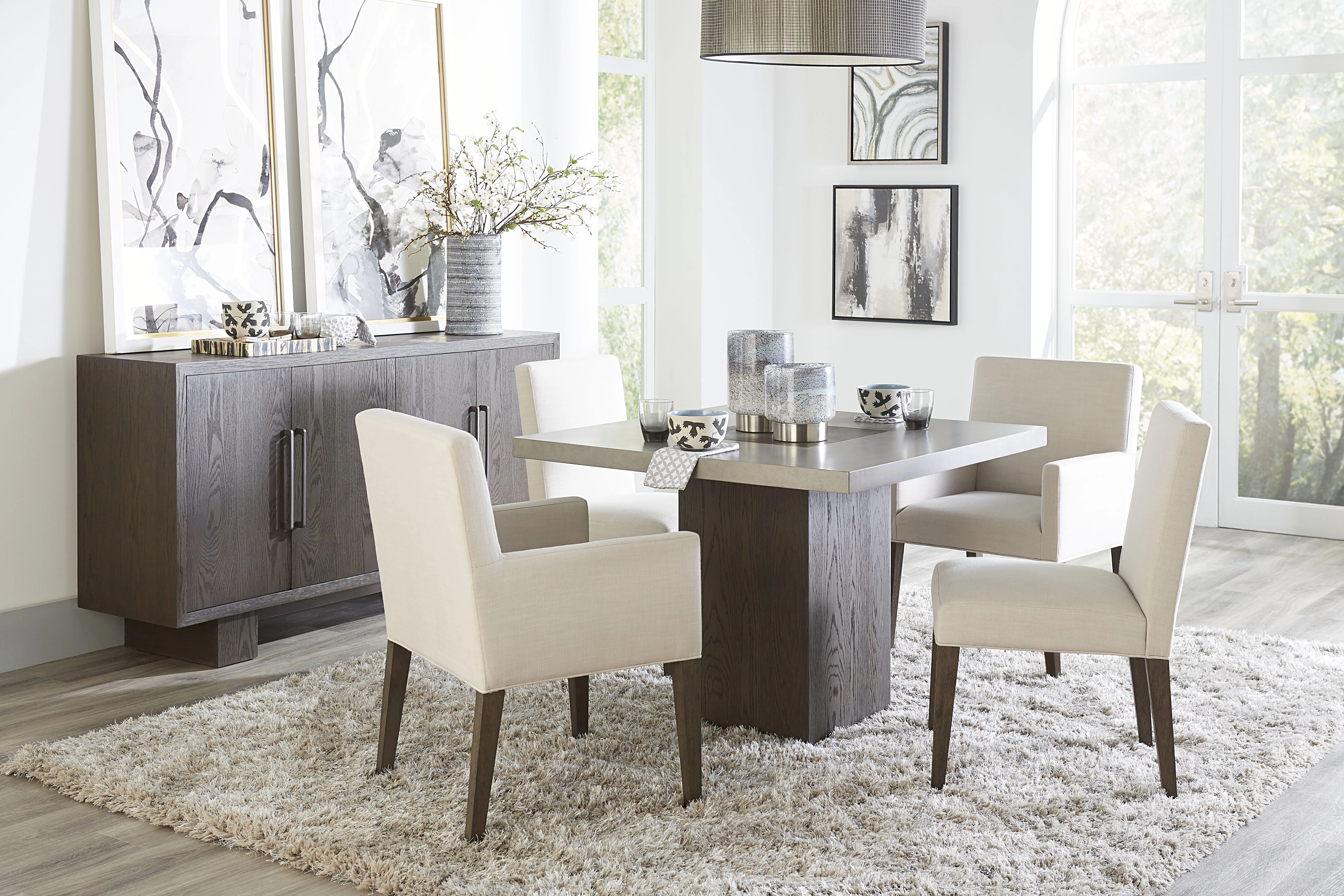 Modesto Upholstered Side Chair in Abalone Linen and French Roast (Set of 2) - Image 3