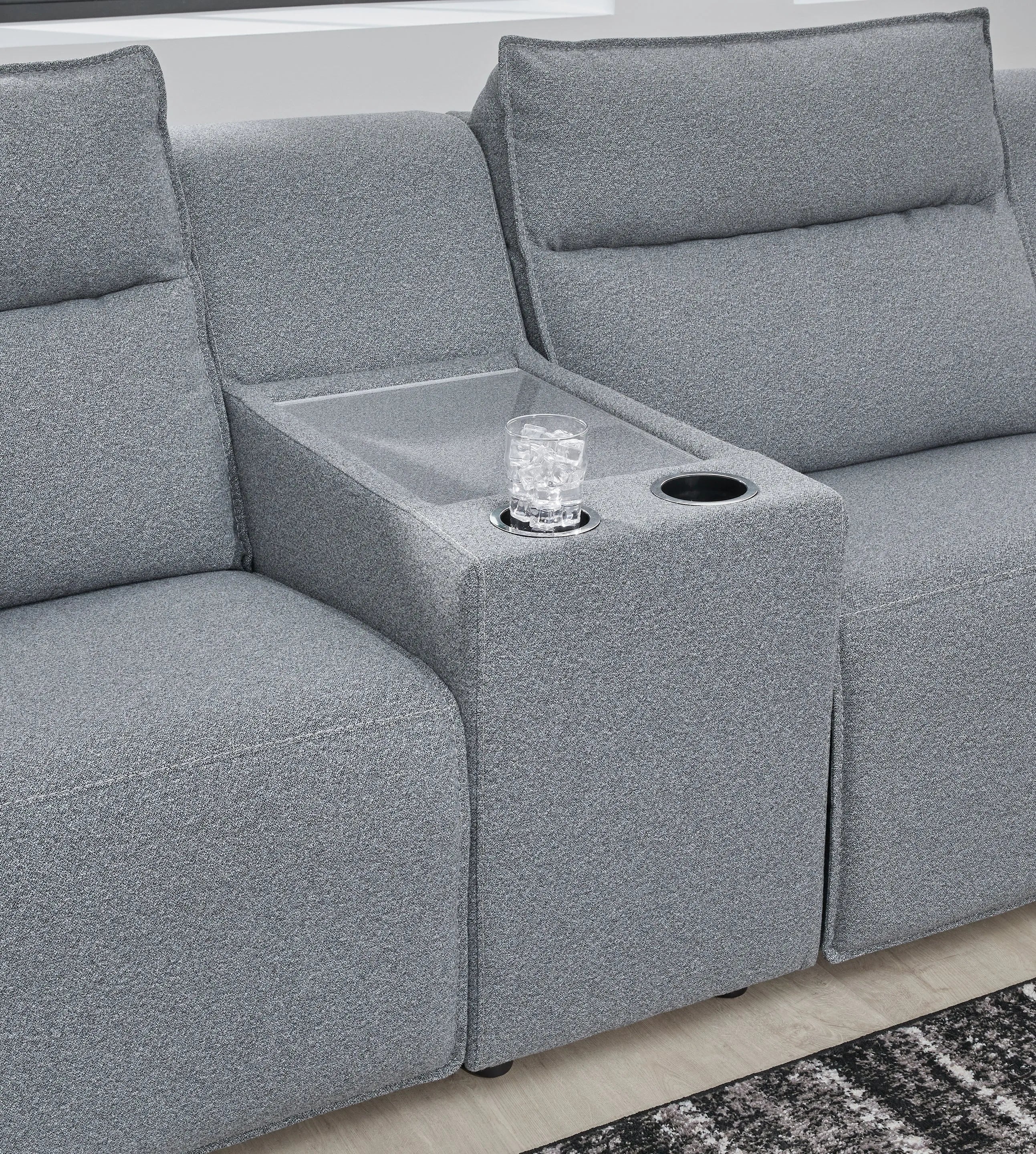 Modmax II Salt and Pepper 3-Piece Power Reclining Sectional with RAF Chaise - Image 4