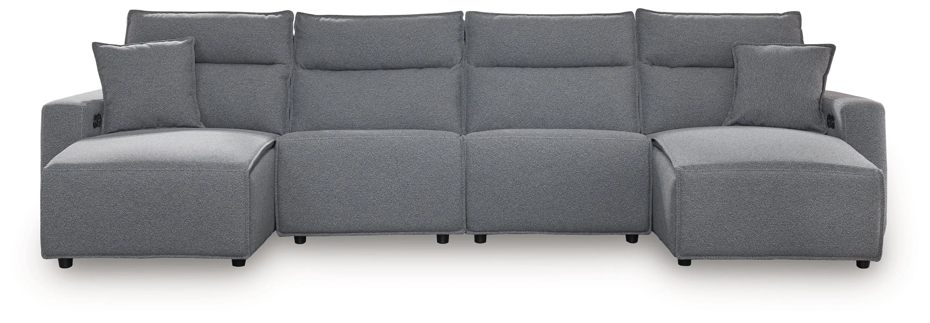 Modmax II Salt and Pepper 4-Piece Double Chaise Power Modular Reclining Sectional - Image 2