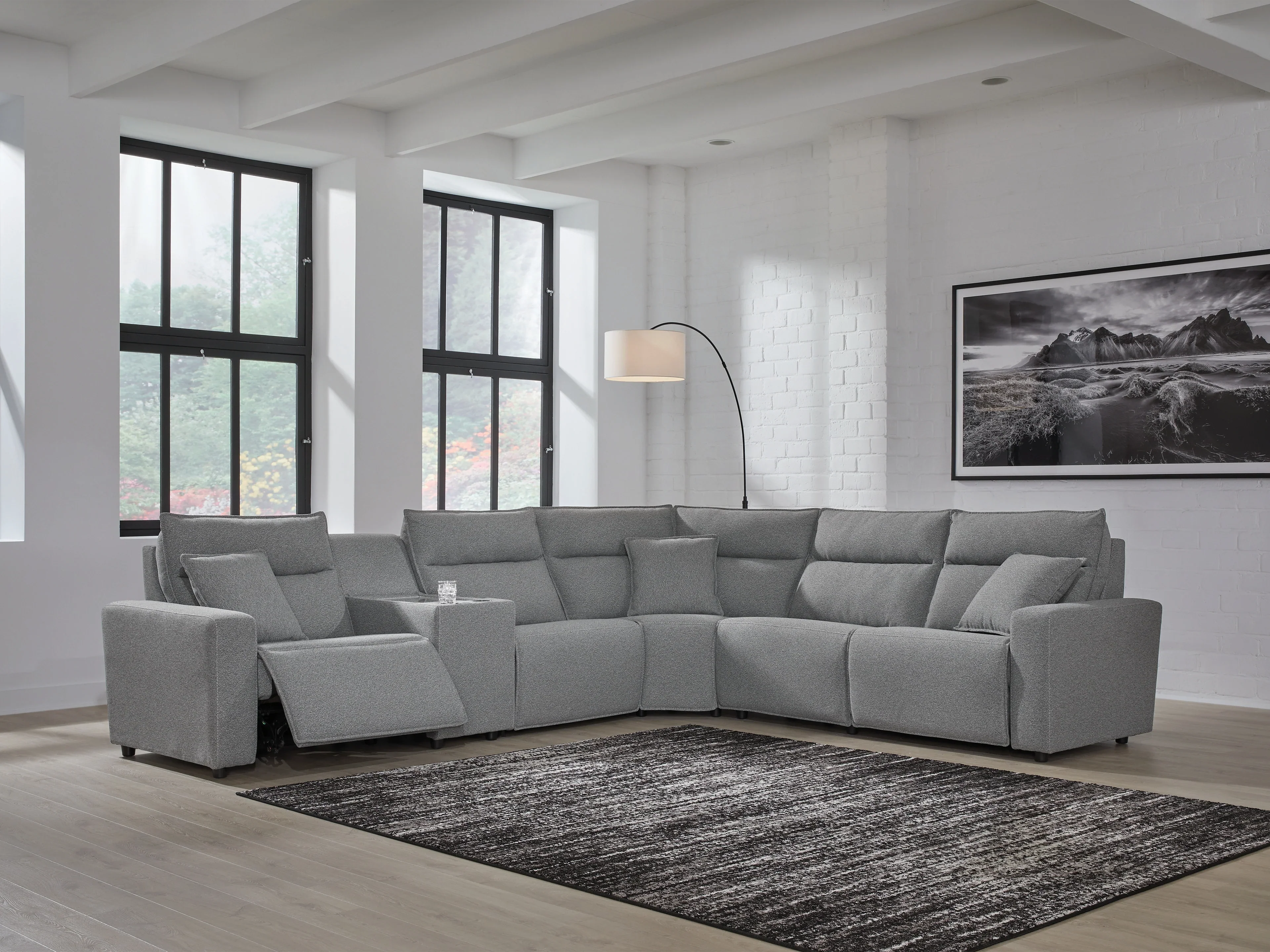 Modmax II Salt and Pepper 6-Piece Power Reclining Modular Sectional with Console