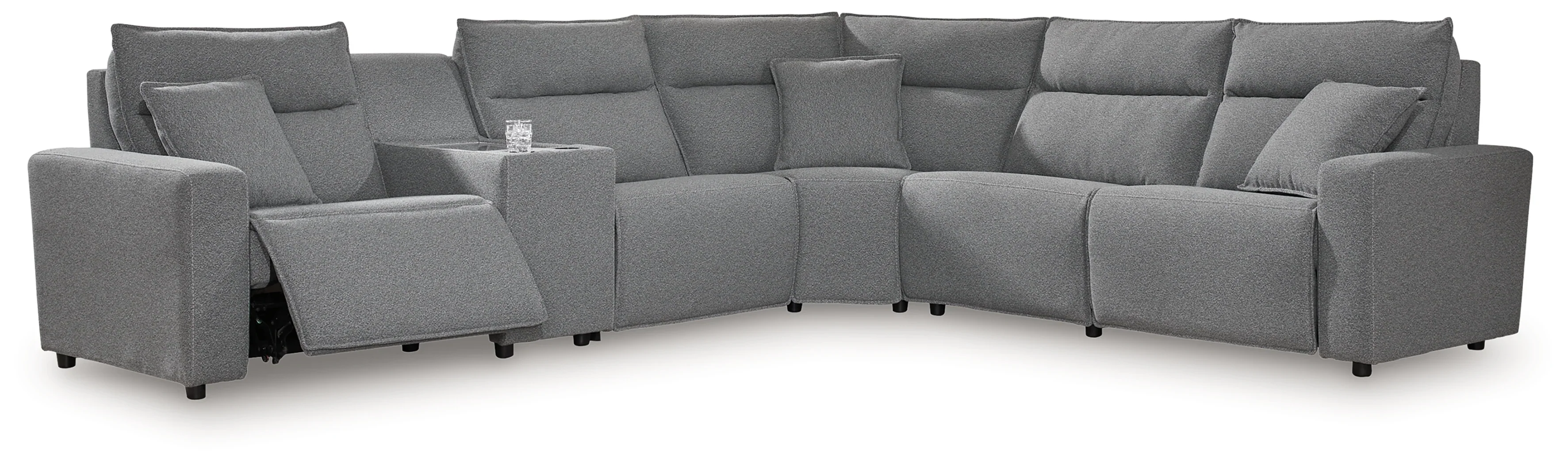 Modmax II Salt and Pepper 6-Piece Power Reclining Modular Sectional with Console - Image 2
