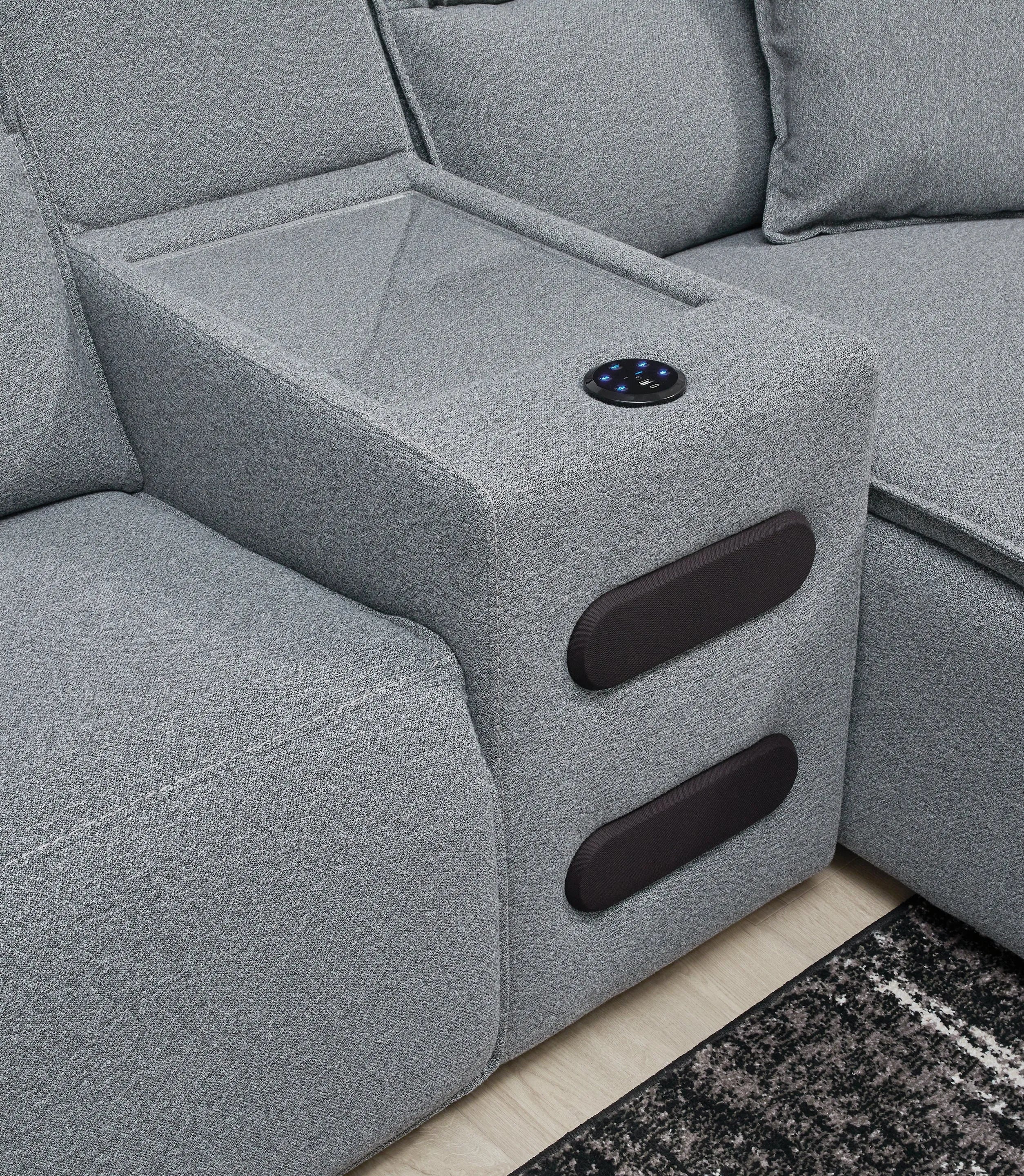 Modmax II Salt and Pepper 3-Piece Power Reclining Sectional with Double Chaise - Image 5