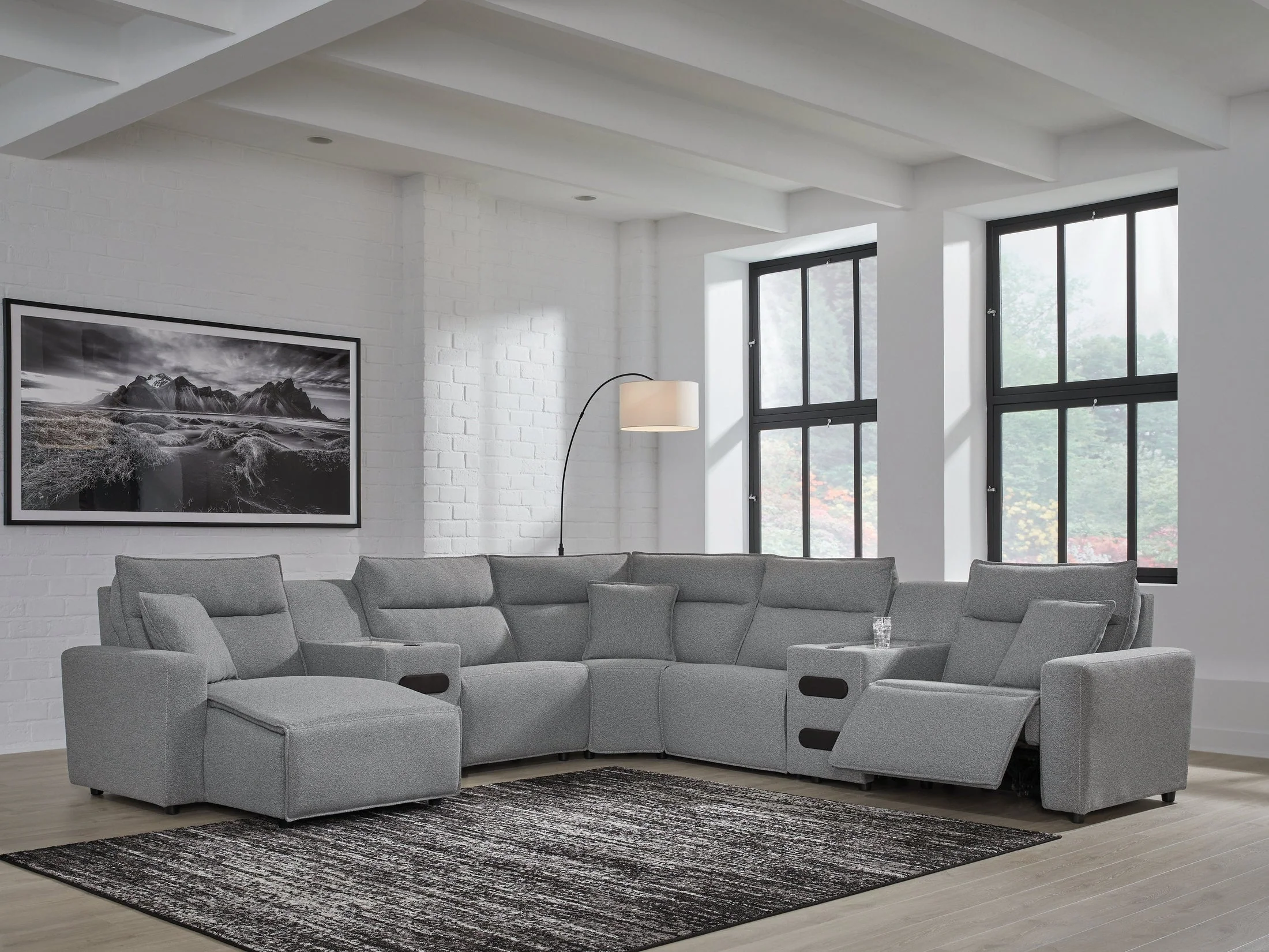 Modmax II Salt and Pepper 7-Piece Power Reclining Sectional with LAF Chaise
