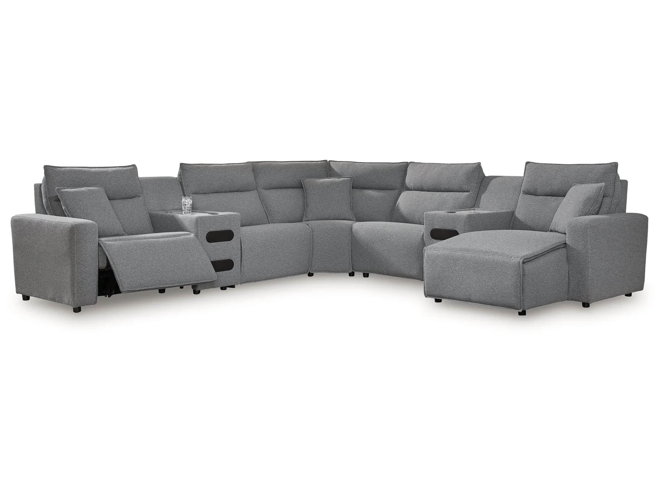 Modmax II Salt and Pepper 7-Piece Power Reclining Sectional with RAF Chaise - Image 3