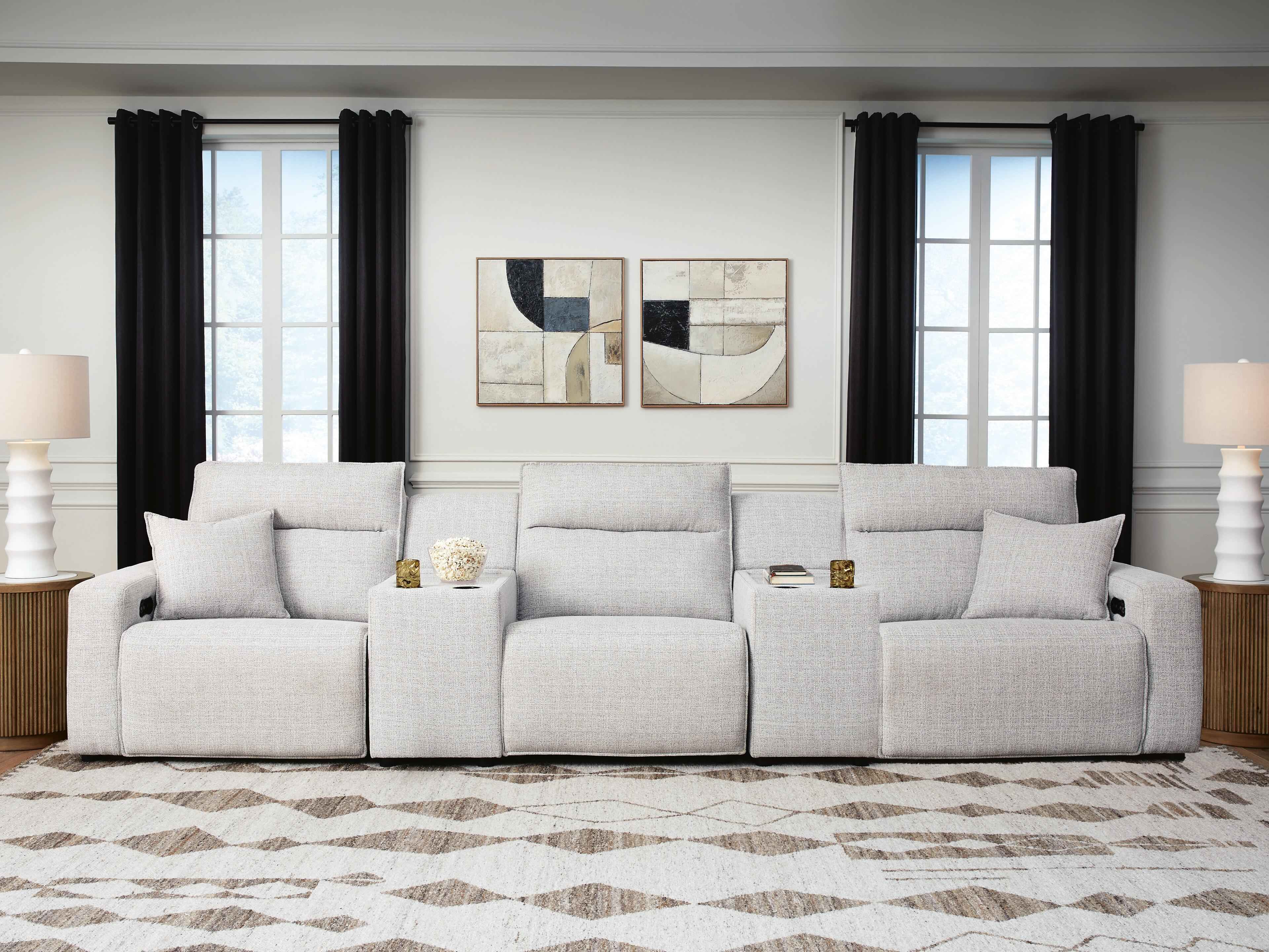 ModMax II Stone 5-Piece Power Reclining Sectional with Consoles - Image 2