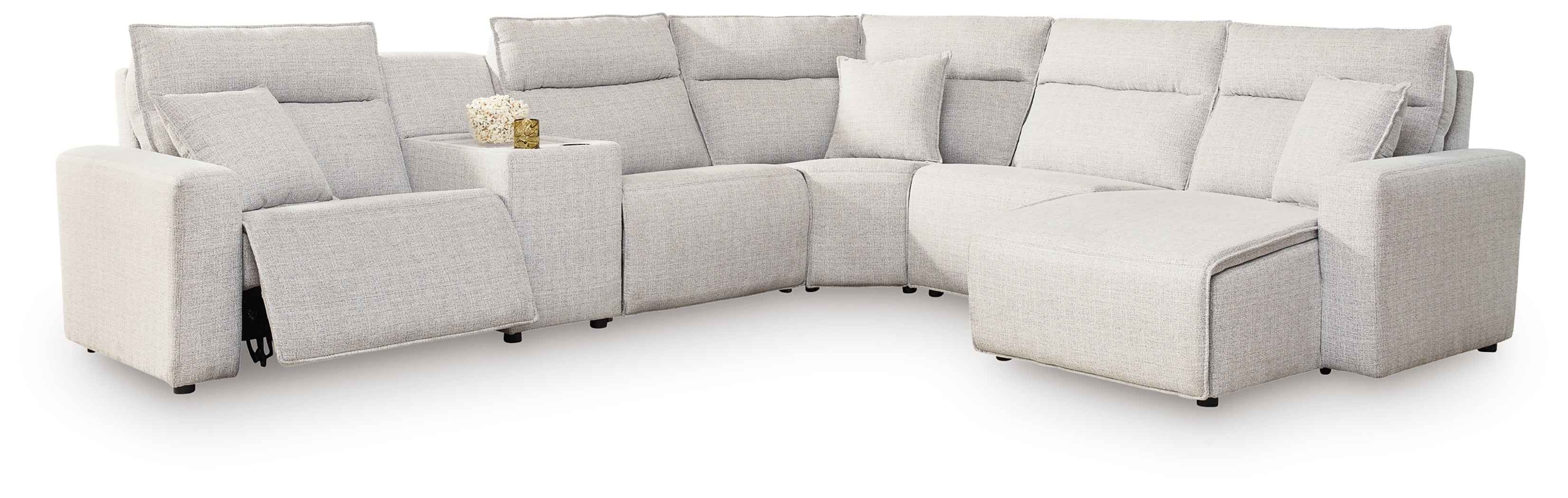 ModMax II Stone 6-Piece Power Reclining Sectional with Chaise and Console - Image 2