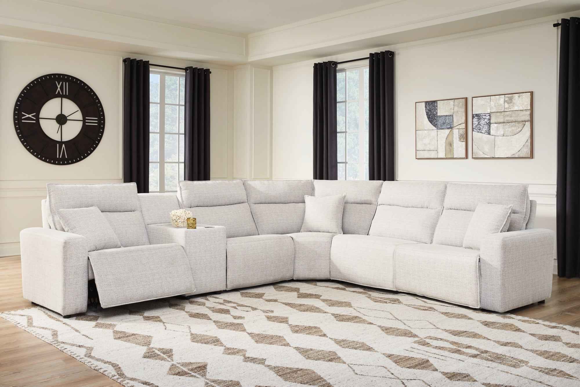 ModMax II Stone 6-Piece Power Reclining Sectional with Console - Image 2
