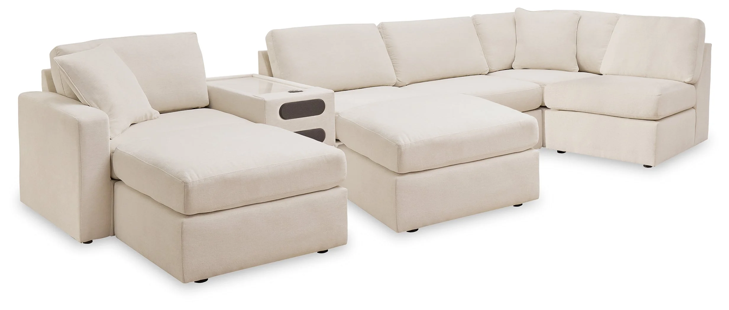Modmax Oyster 6-Piece Sectional with Console with Audio System and Ottoman
