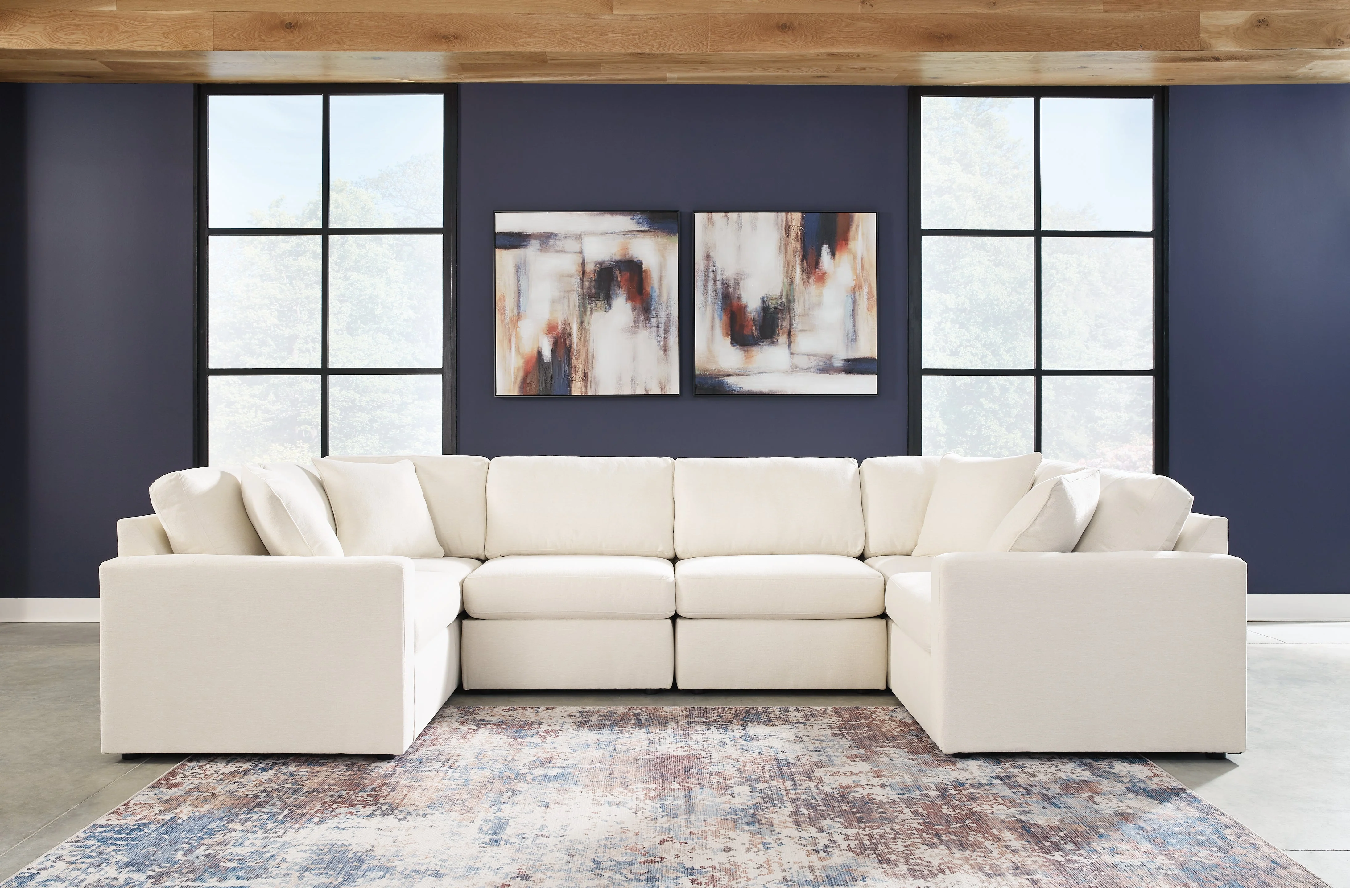Modmax Oyster 6-Piece Symmetrical Sectional with Ottoman - Image 6