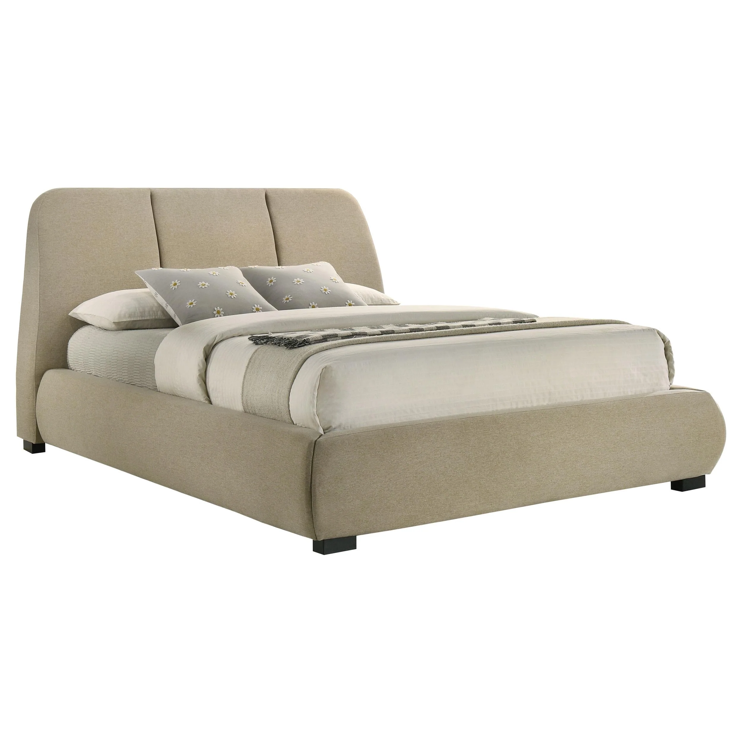 Mokena Brown Upholstered California King Platform Bed - Image 3