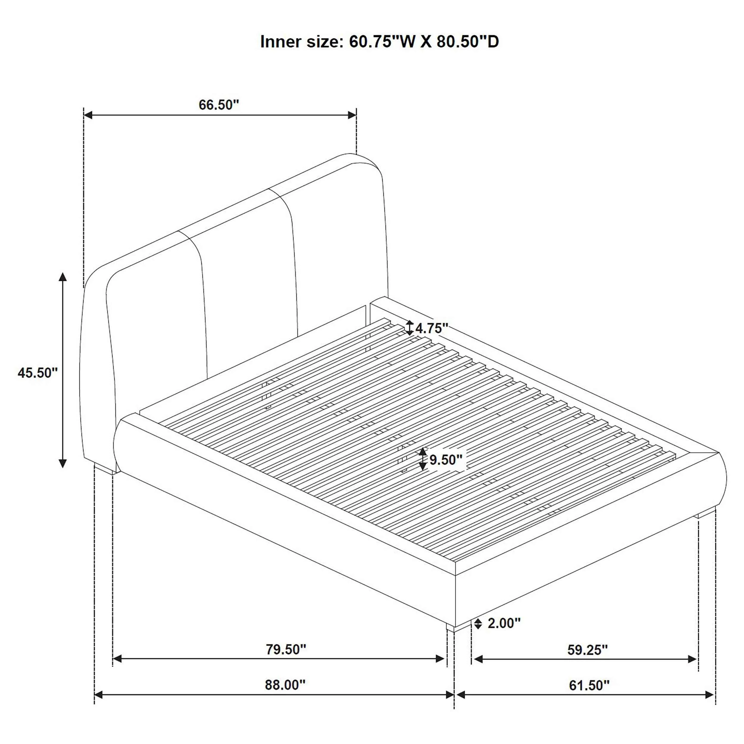 Mokena Taupe 46-inch Upholstered Queen Platform Bed - Image 8