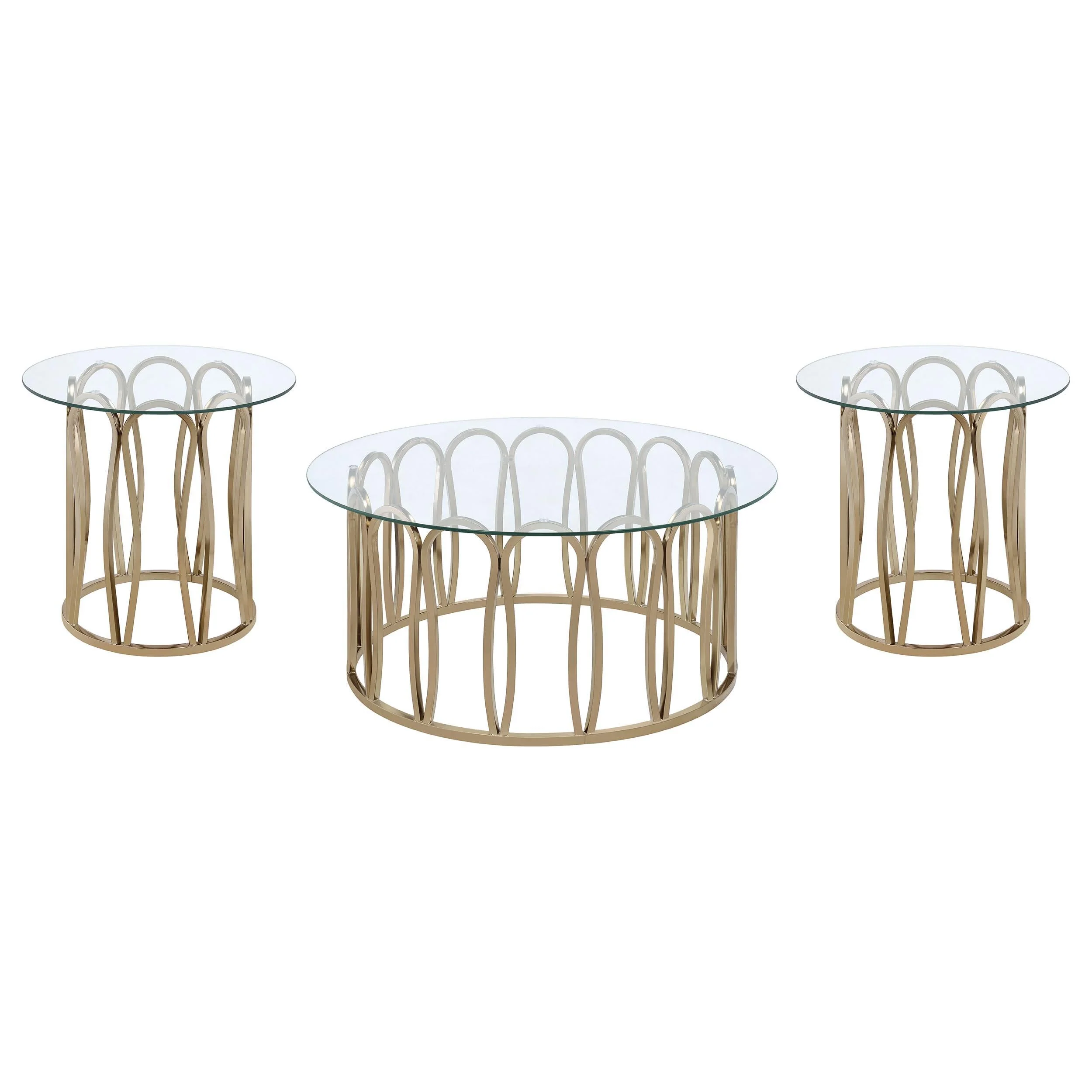 Monett Chocolate Chrome 3-Piece Coffee and End Table Set - Image 2