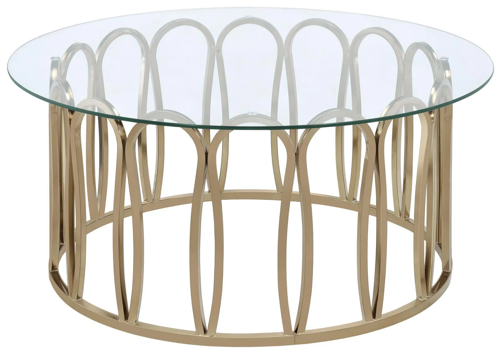 Monett Chocolate Chrome/Clear Round Coffee Table - Image 2