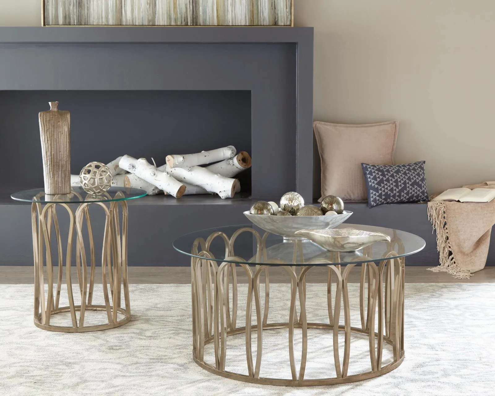Monett Chocolate Chrome/Clear Round Coffee Table - Image 3