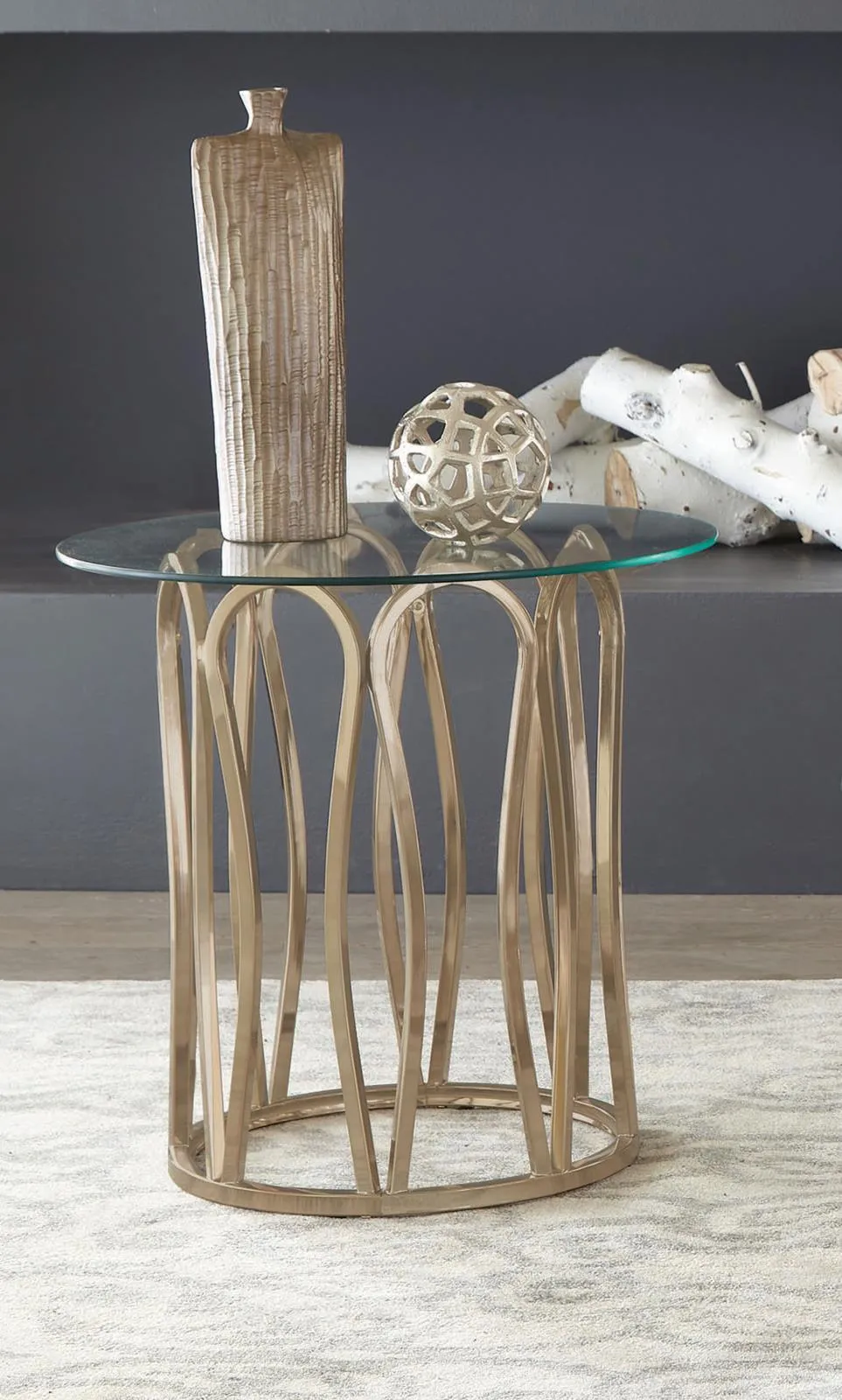 Monett Chrome/Clear Round End Table Chocolate