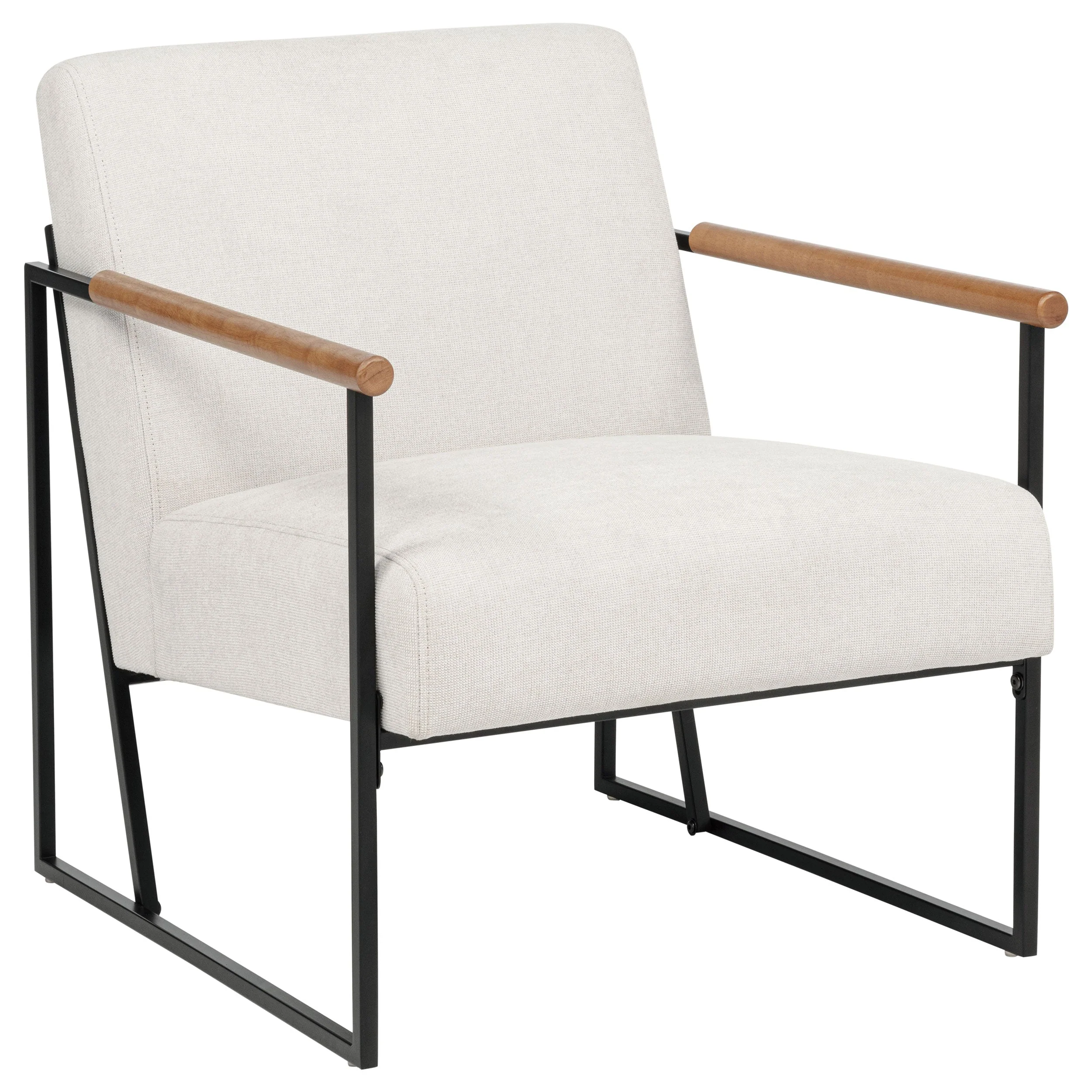 Monsen Ivory Fabric Upholstered Metal Frame Accent Chair - Image 2