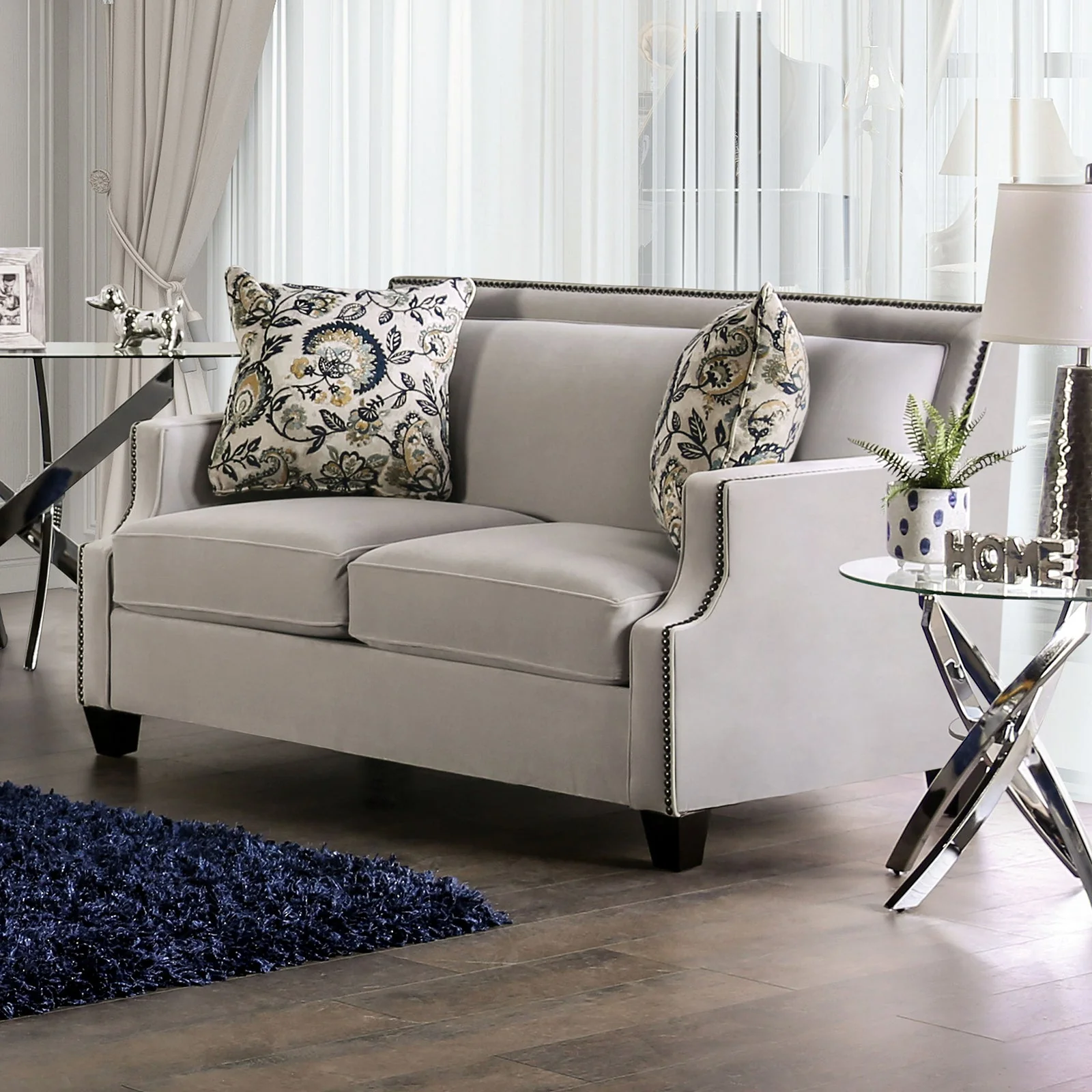 Montecelio Light Gray/Navy Sofa & Loveseat - Image 3